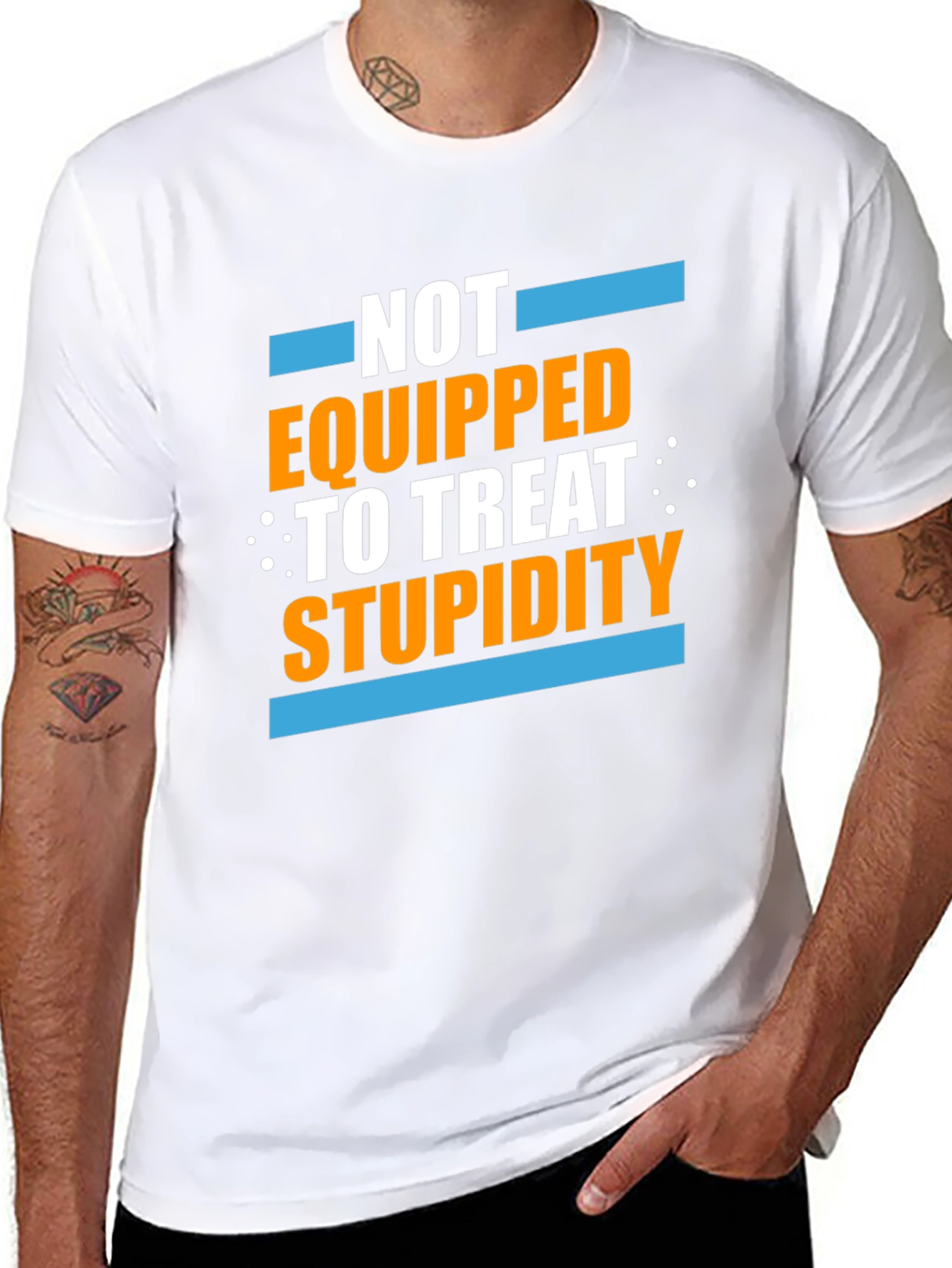 Black Not Equipped to Treat Stupidity Graphic T-Shirt view 8