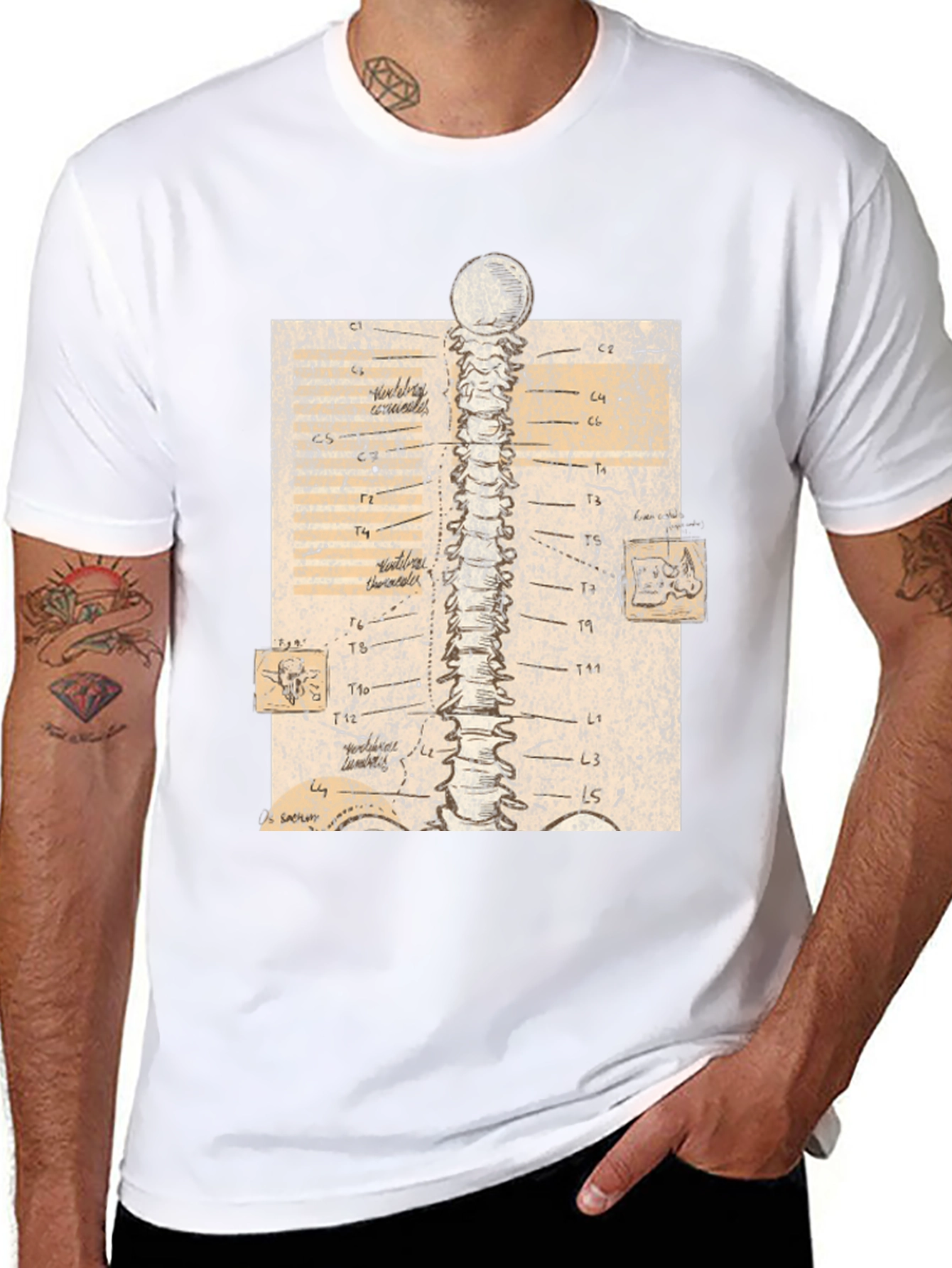Black Anatomical Spine Graphic Tee - Black view 8