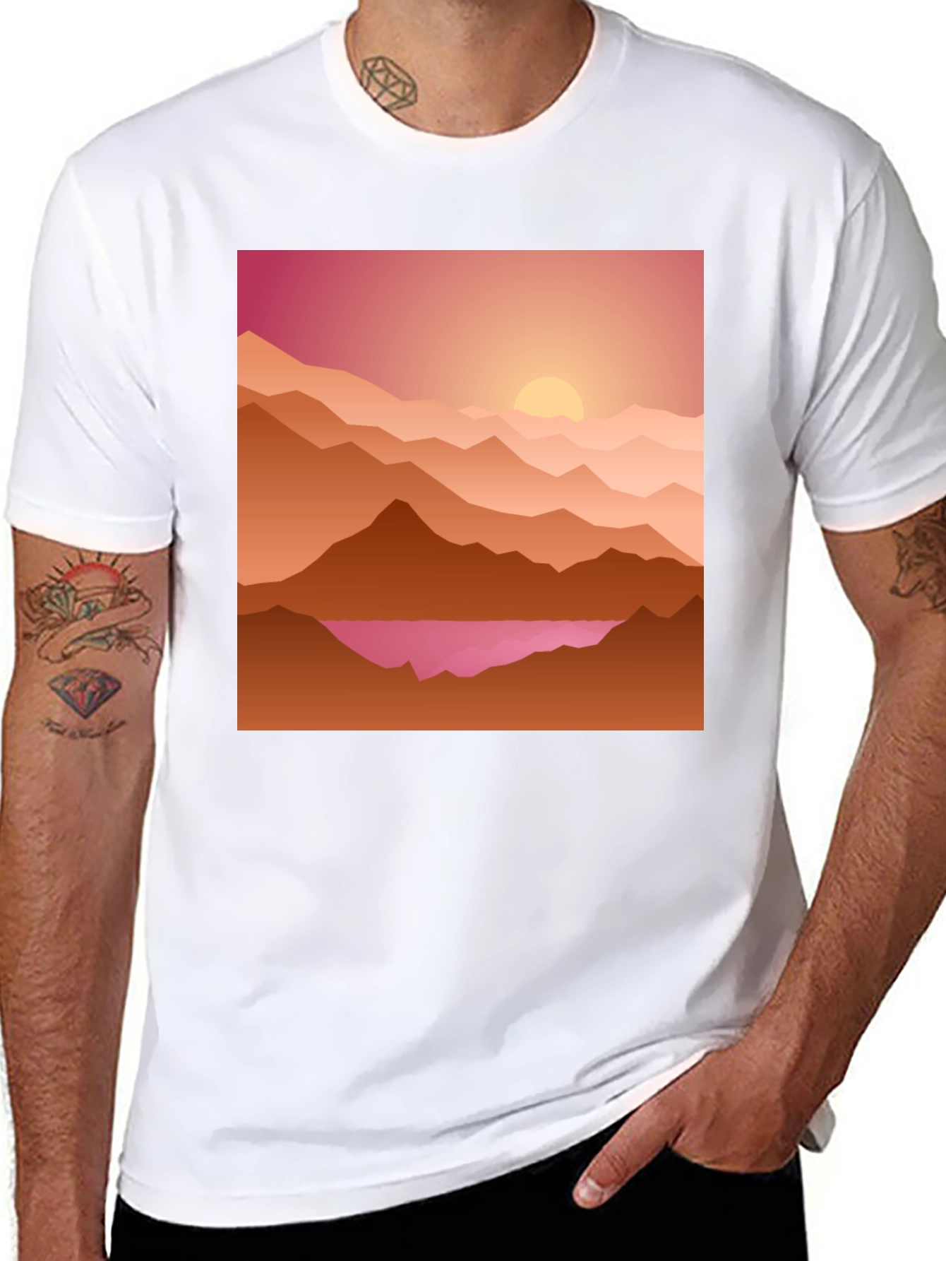 Black Sunset Mountain Graphic Tee - Casual Style view 8