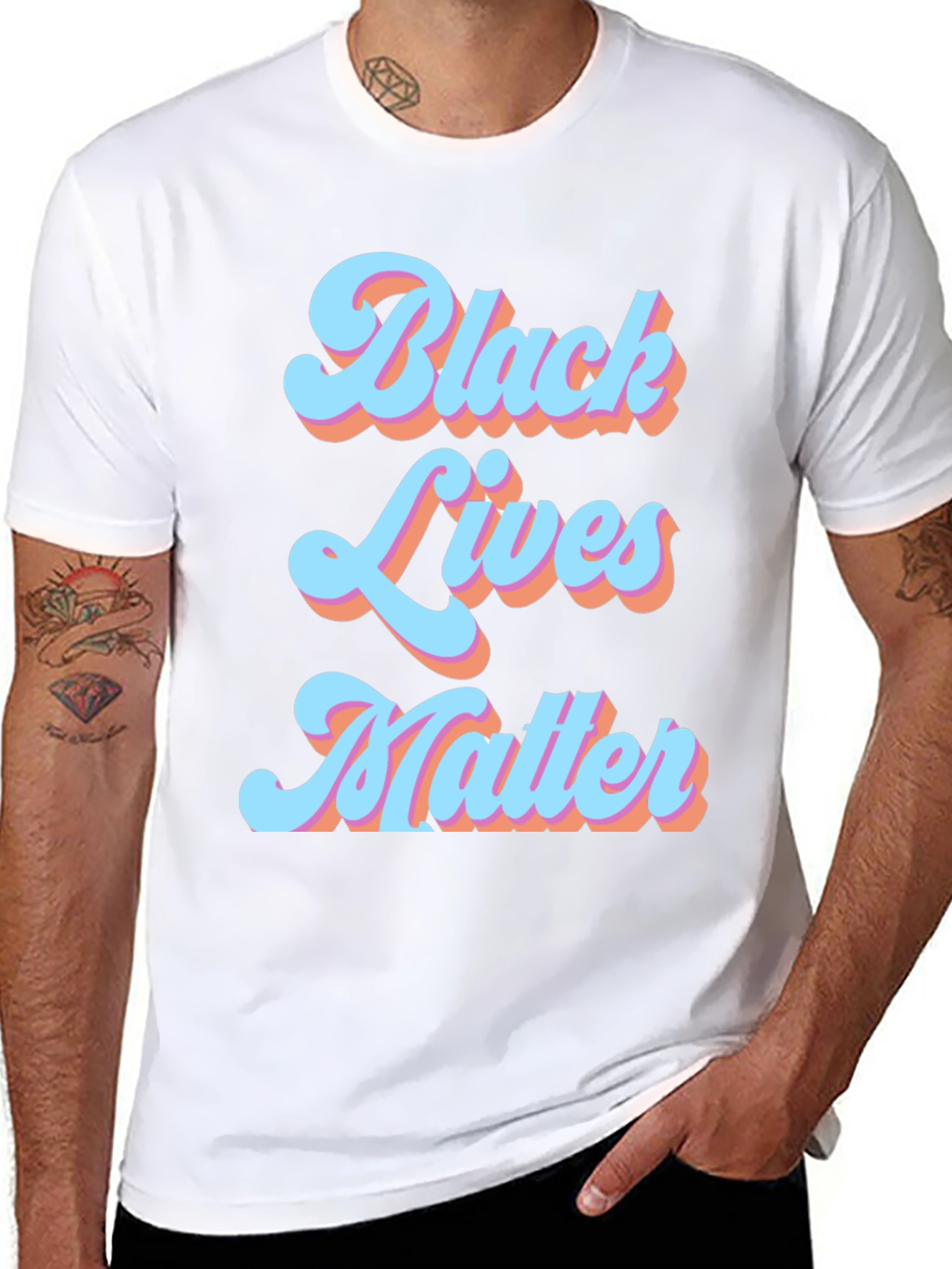 Black Black Lives Matter Graphic Tee - Retro Design view 8