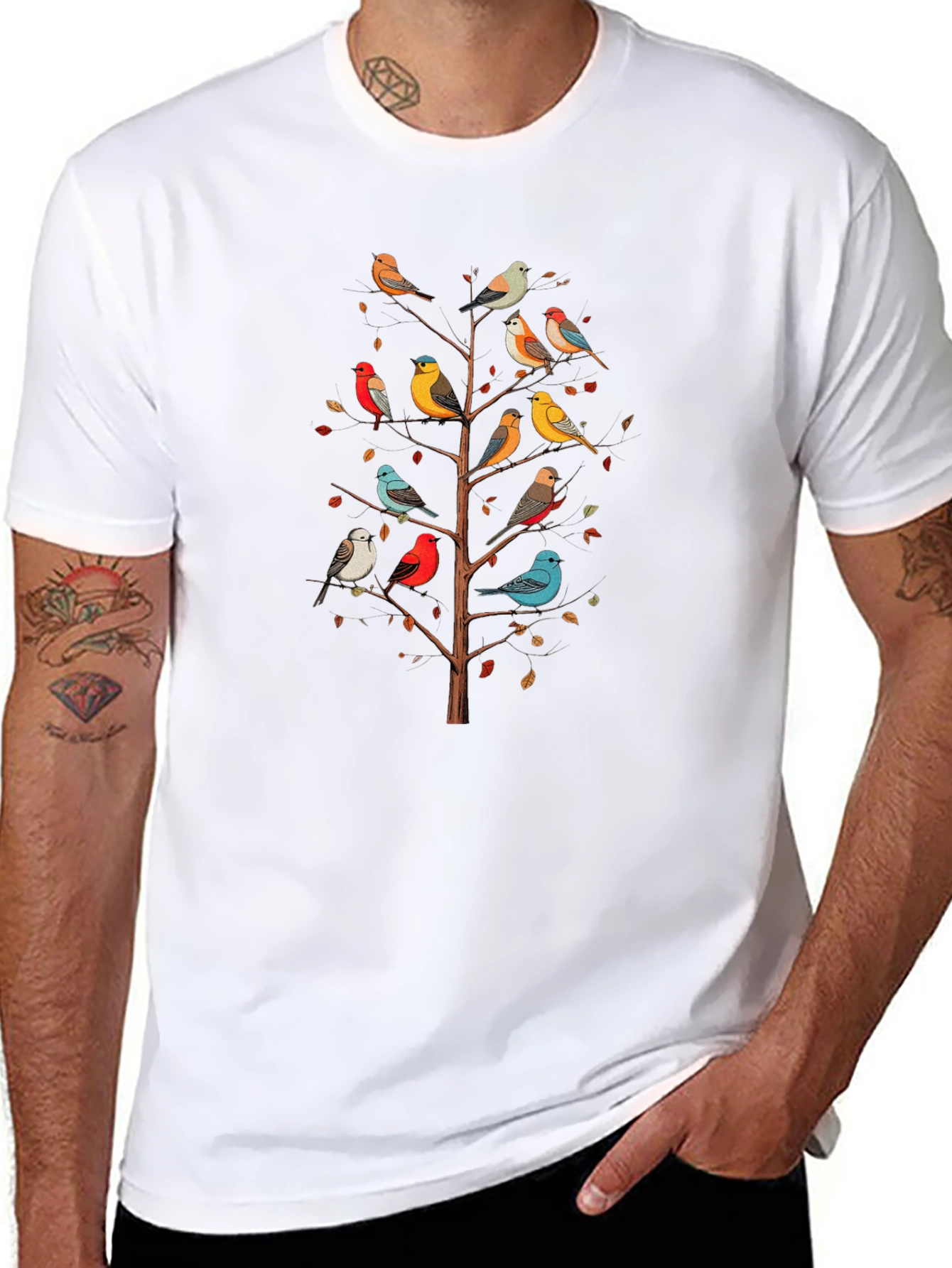 Black Birds on a Tree Graphic T-Shirt - Nature Inspired Tee view 8