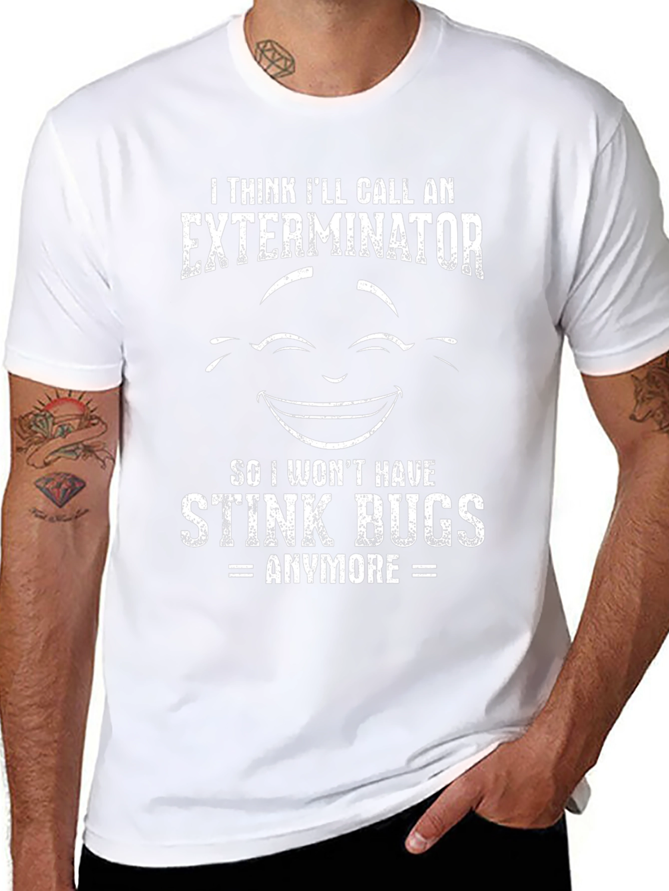 Black Funny Stink Bugs Exterminator T-Shirt view 8