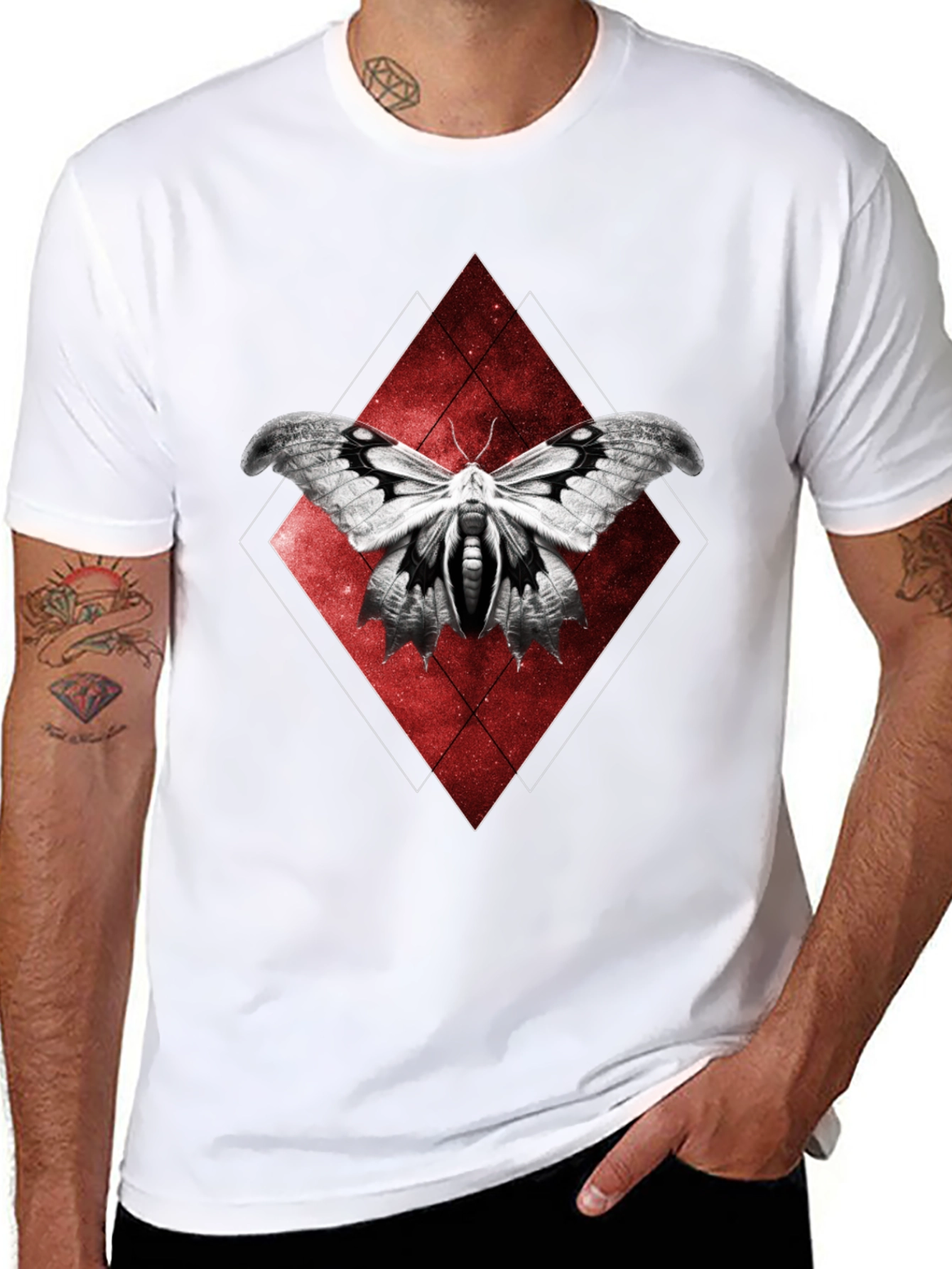 Black Moth Graphic Tee - Black Cotton Diamond Design view 8