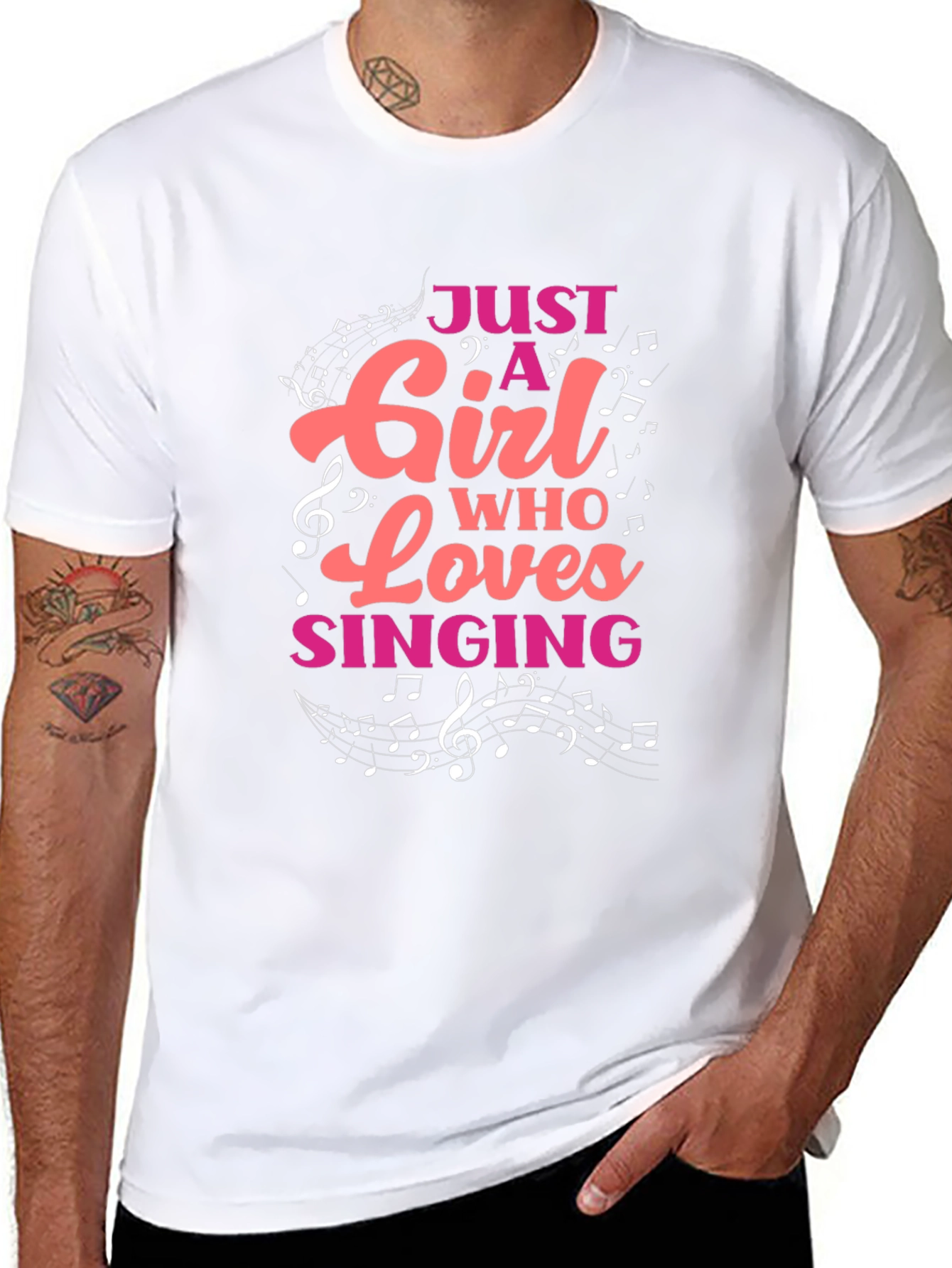 Black Just A Girl Who Loves Singing T-Shirt view 8