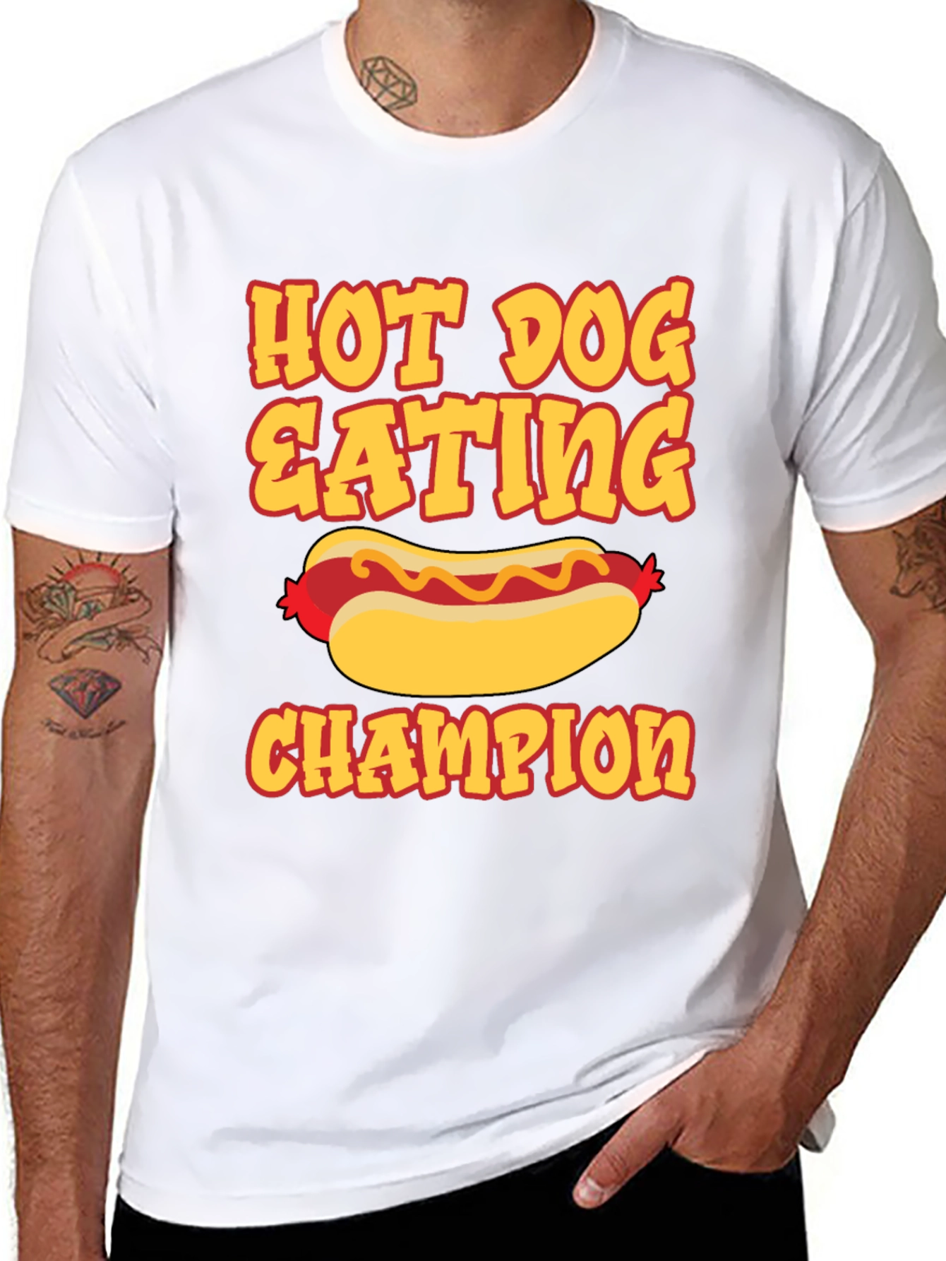 Black Hot Dog Eating Champion Graphic Tee view 8