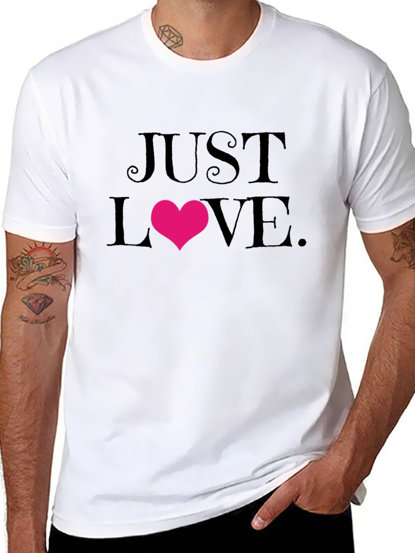 Black Just Love Graphic Tee - Soft Cotton Blend view 8