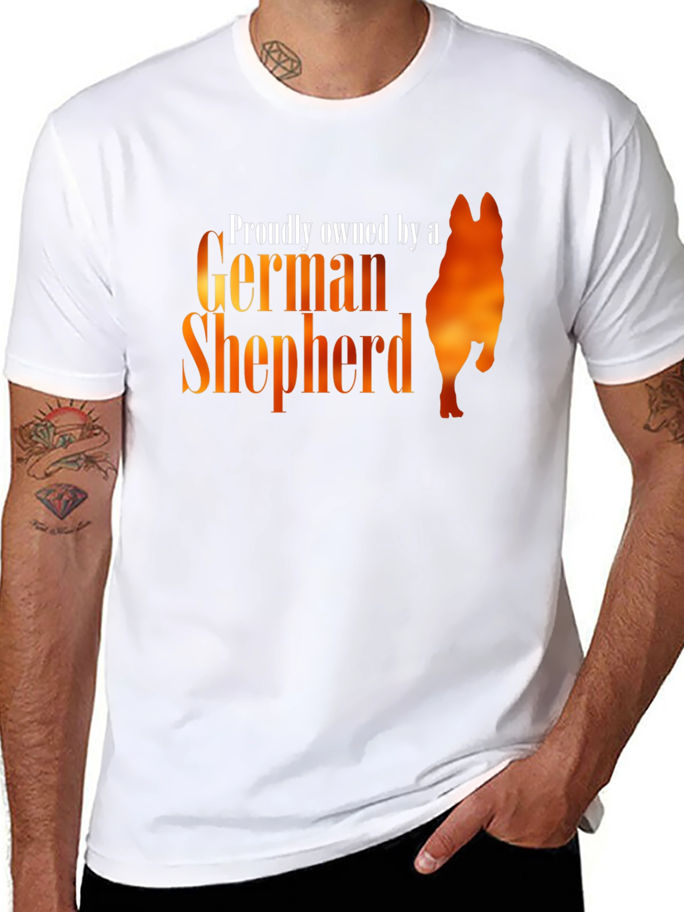 Black Proudly Owned by a German Shepherd T-Shirt view 8