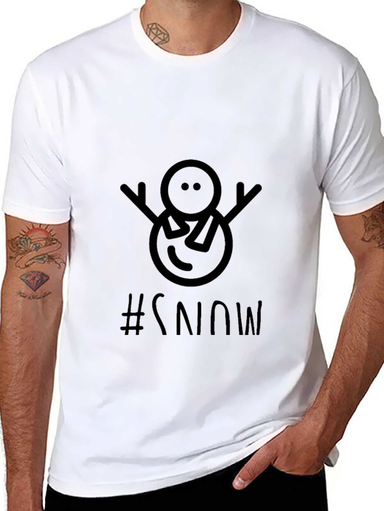 Black Black T-Shirt with Snowman Design view 8