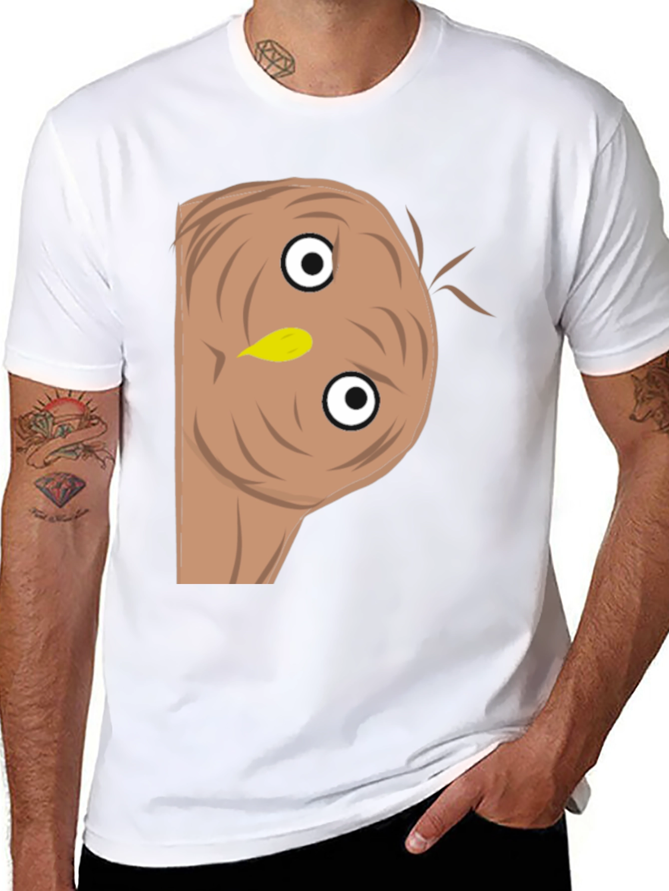 Black Funny Upside Down Owl Graphic Tee view 8