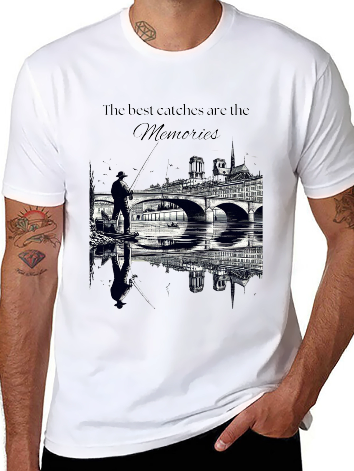 Black The Best Catches Are The Memories Graphic Tee view 8
