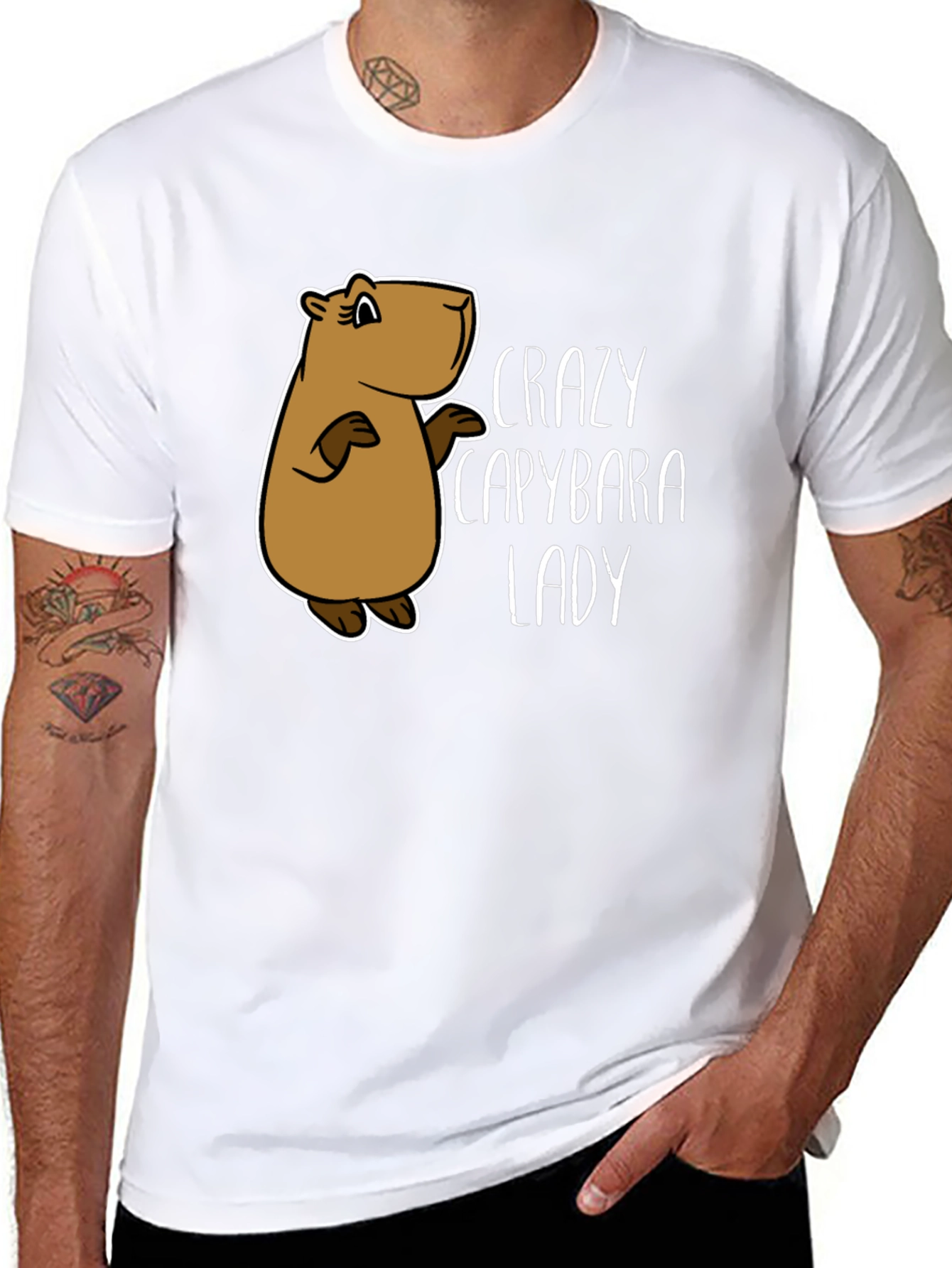 Black Crazy Capybara Lady T-Shirt - Fun Animal Lover Tee view 8