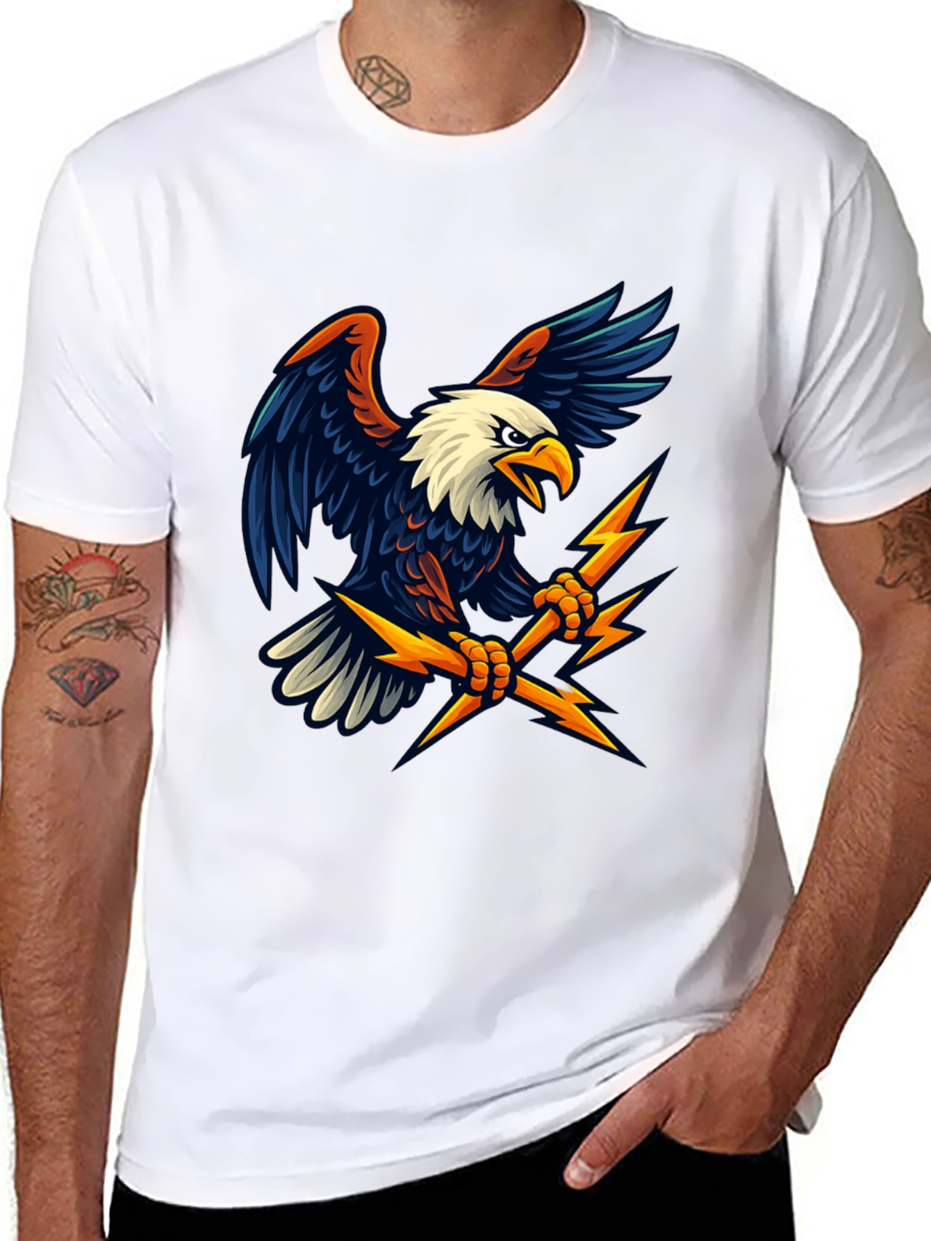 Black Eagle Lightning Bolt Graphic T-Shirt view 8