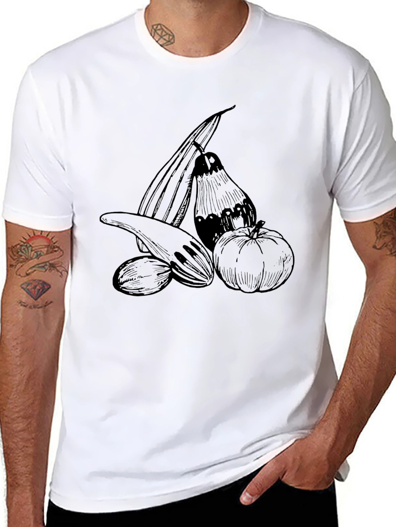Harvest Vegetables Graphic T-Shirt, Black - 8