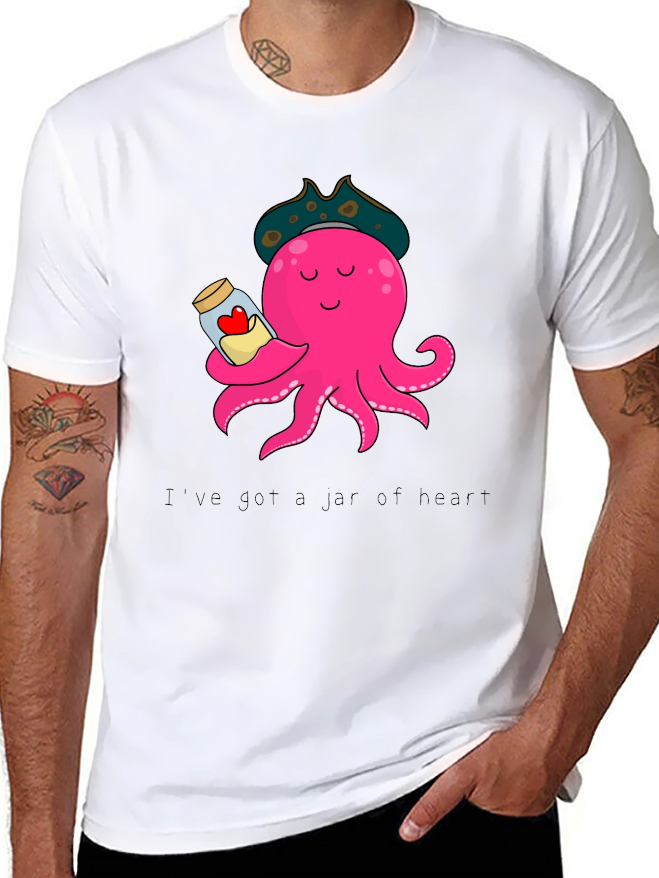 Black Pirate Octopus 'Jar of Hearts' T-Shirt view 8