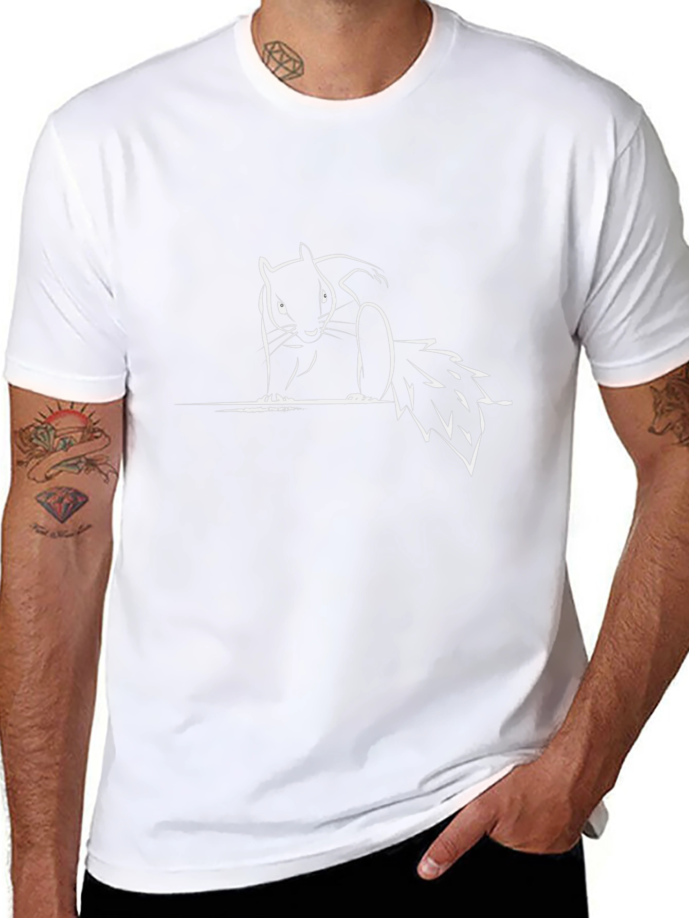 Black Black T-Shirt with White Squirrel Graphic view 8