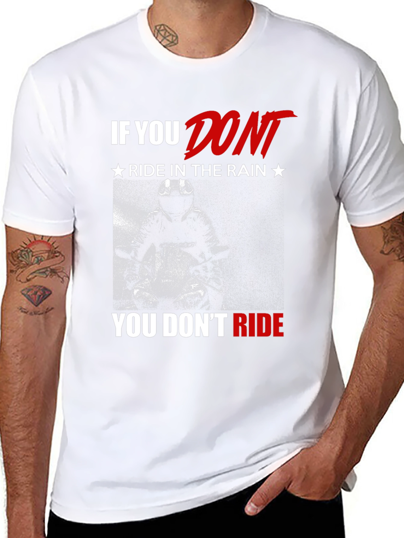 Black Riding in the Rain T-Shirt - Motorcycle Biker Tee view 8