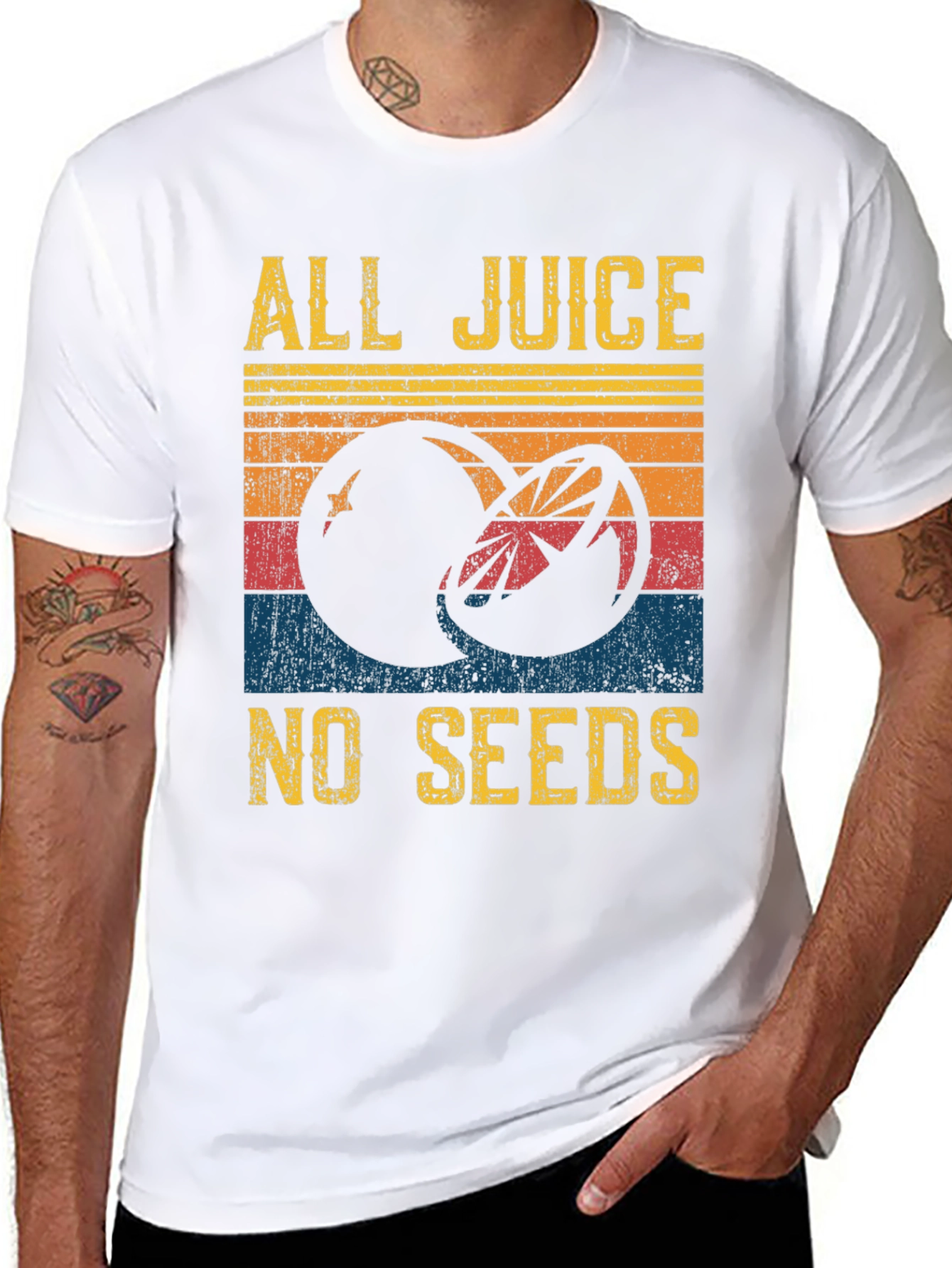 Black All Juice No Seeds Graphic Tee - Retro Fruit Design view 8