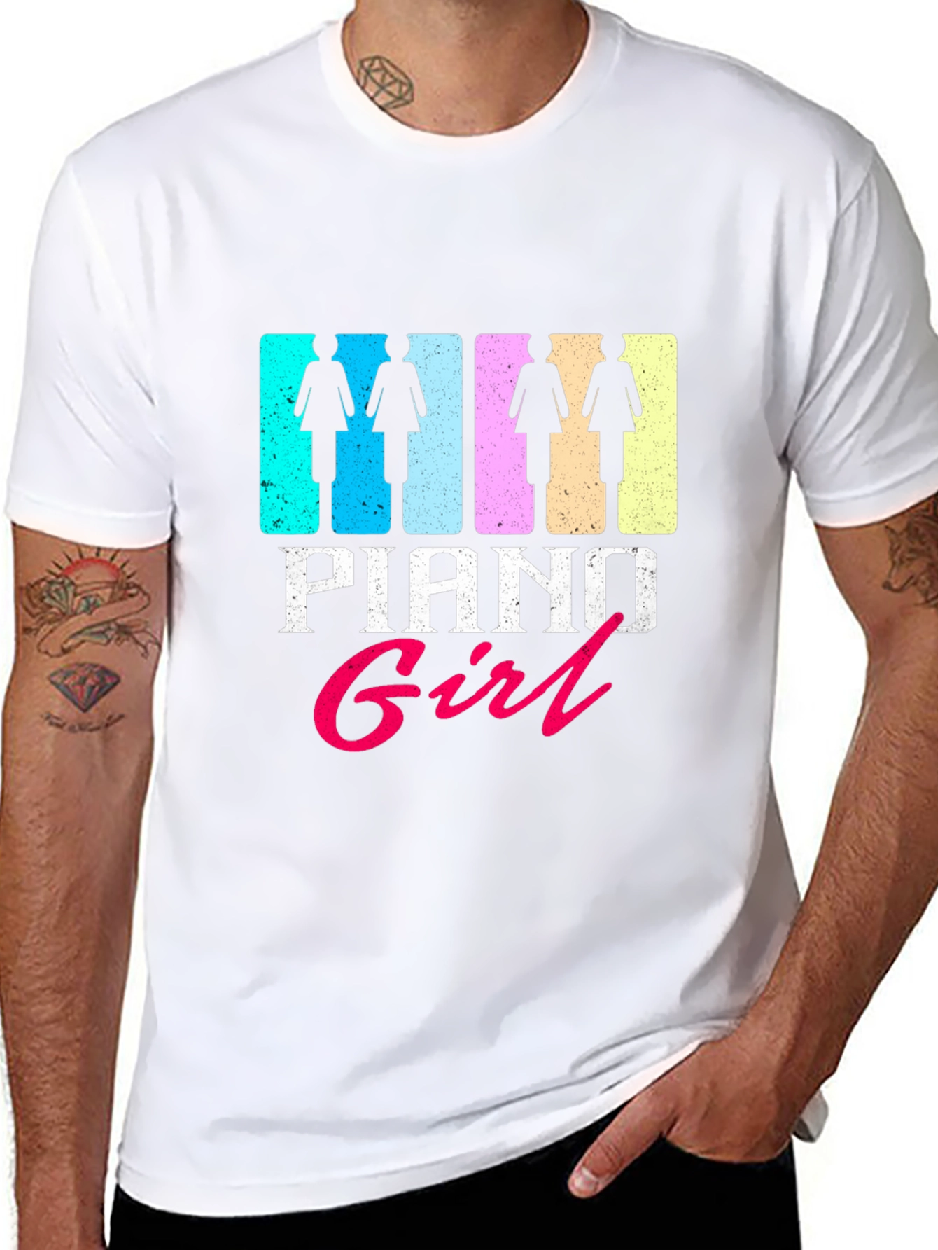 Black Piano Girl Graphic T-Shirt - Trendy Music Lover Tee view 8