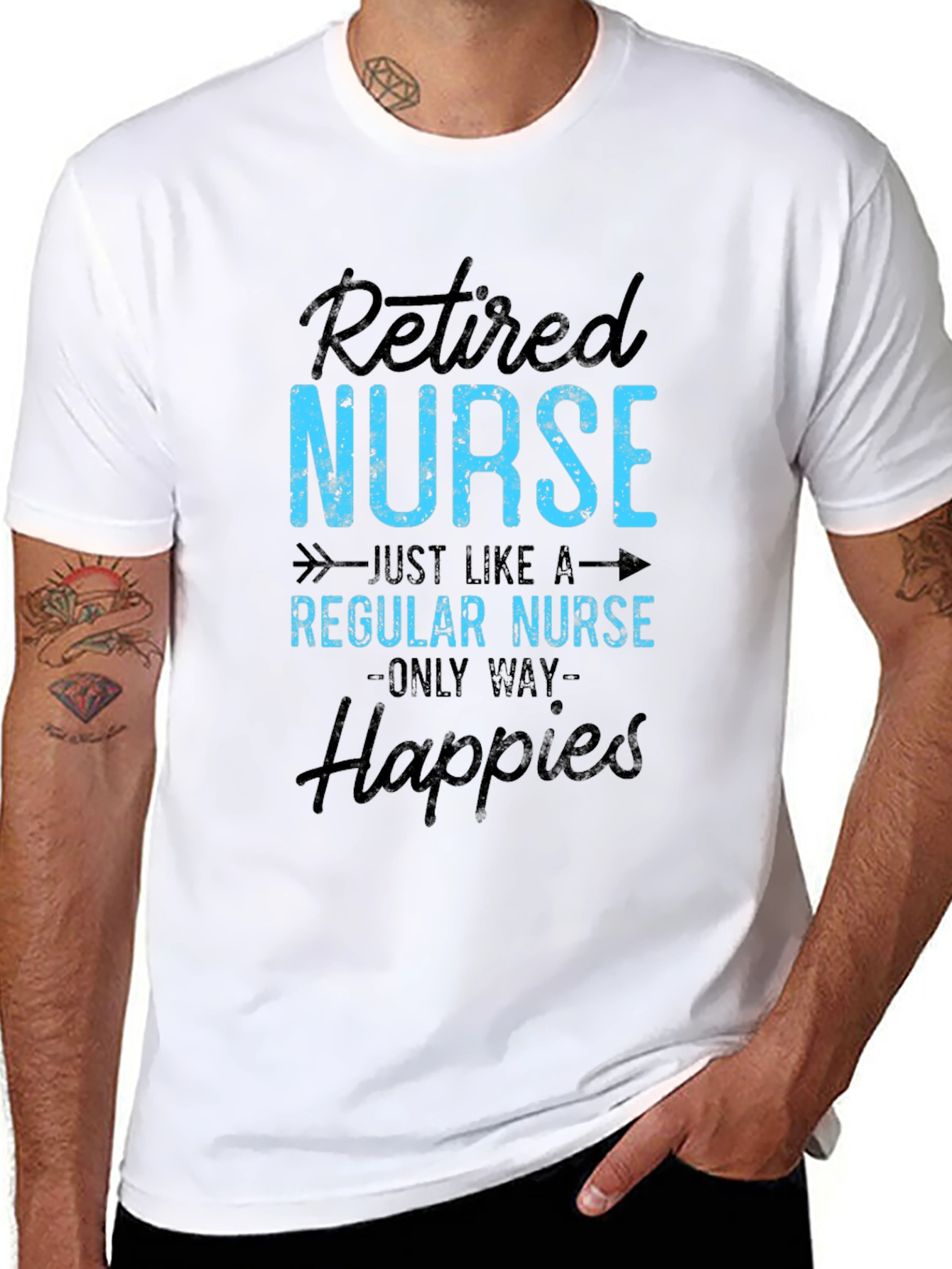 Black Retired Nurse T-Shirt - Happier Than Ever! view 8