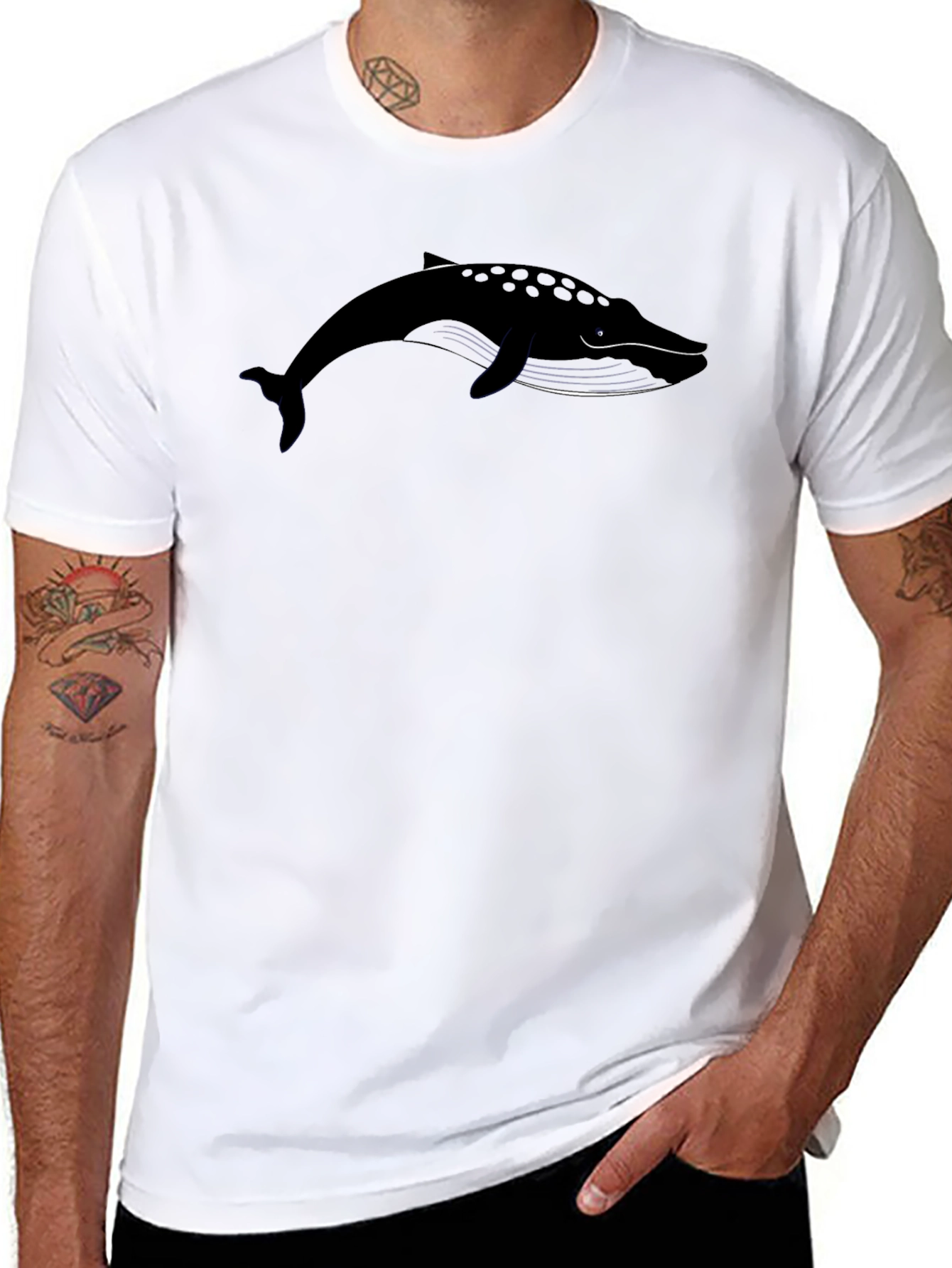 Black Whale Graphic Tee - Black Cotton Blend view 8