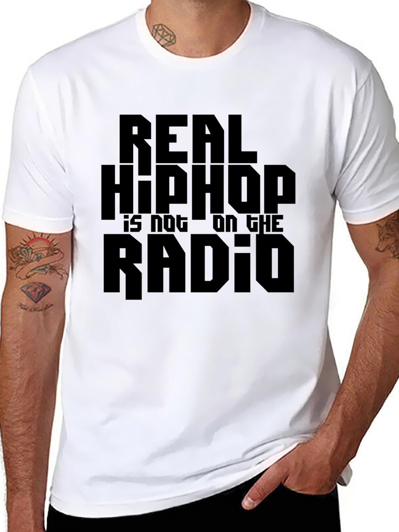 Black Real Hip Hop Tee - Black Graphic T-Shirt view 8