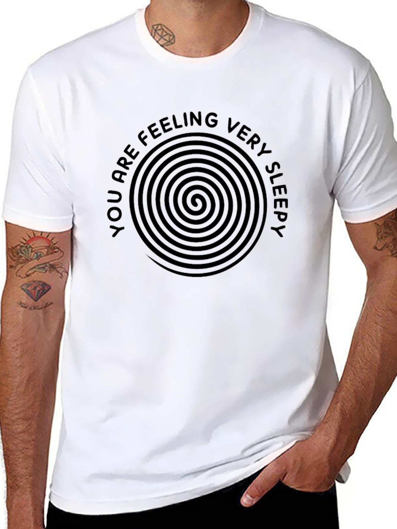Black Hypnotic Sleep Spiral Graphic Tee - Black Cotton T-Shirt view 8