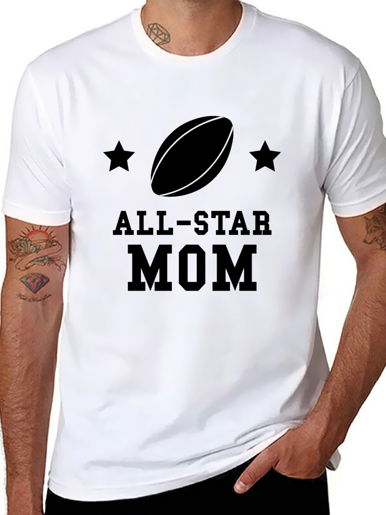 Black All-Star Mom Rugby Graphic Tee view 8