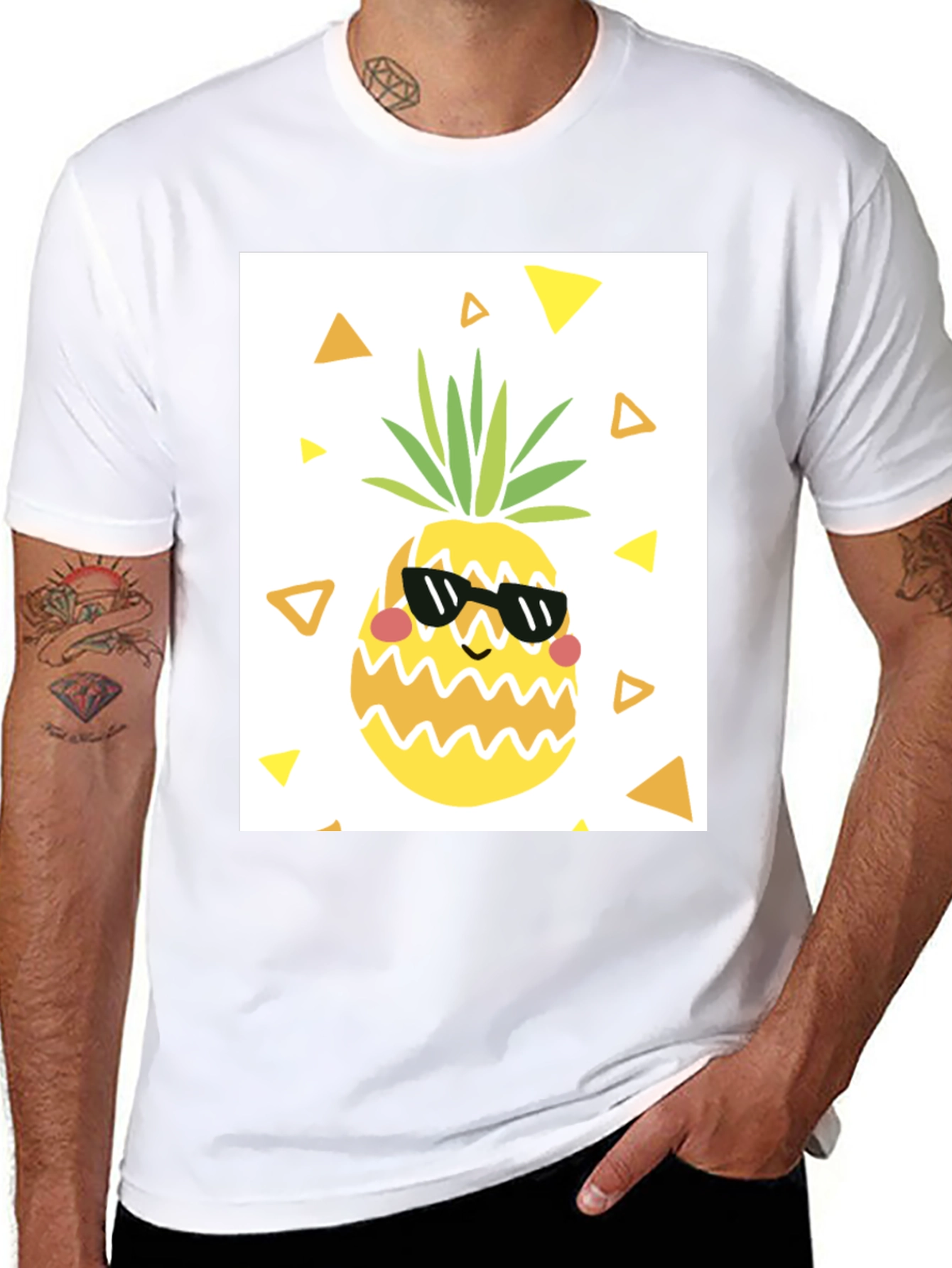 Black Cool Pineapple Graphic T-Shirt - Black Casual Tee view 8