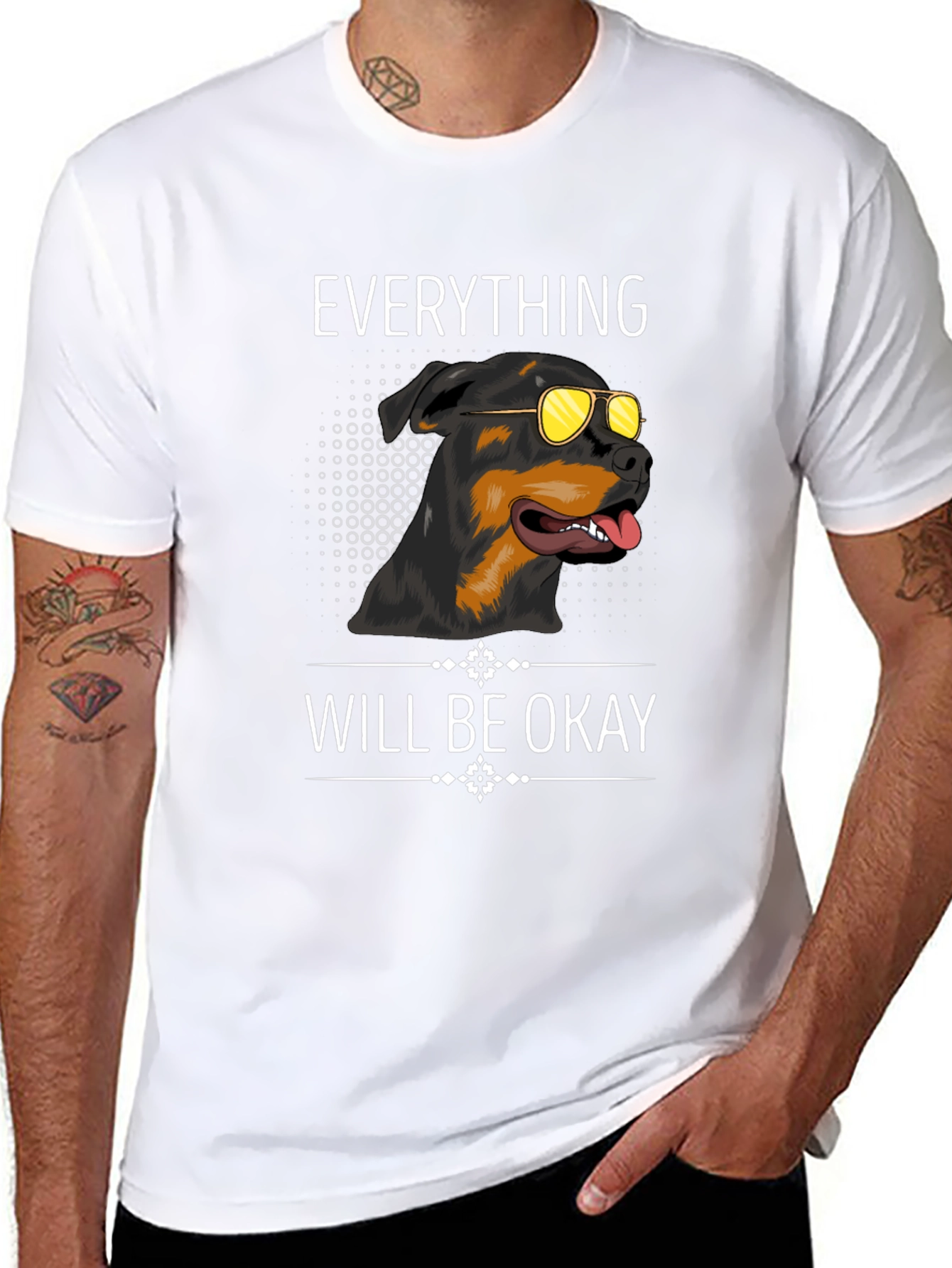Black Dog with Sunglasses Graphic T-Shirt - Everything Will Be Okay view 8