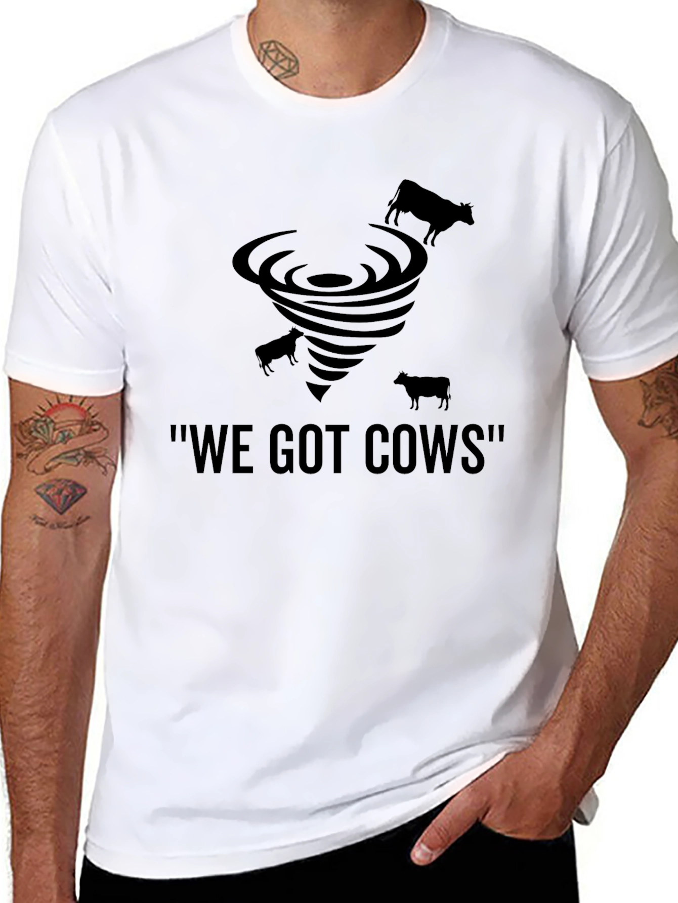 Black We Got Cows Tornado Graphic T-Shirt view 8