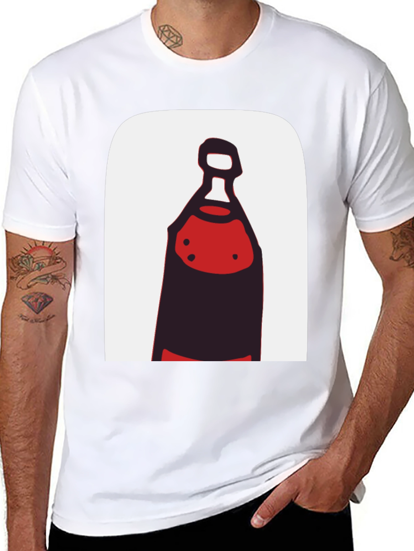 Black Abstract Bottle Graphic Tee - Black Cotton view 8