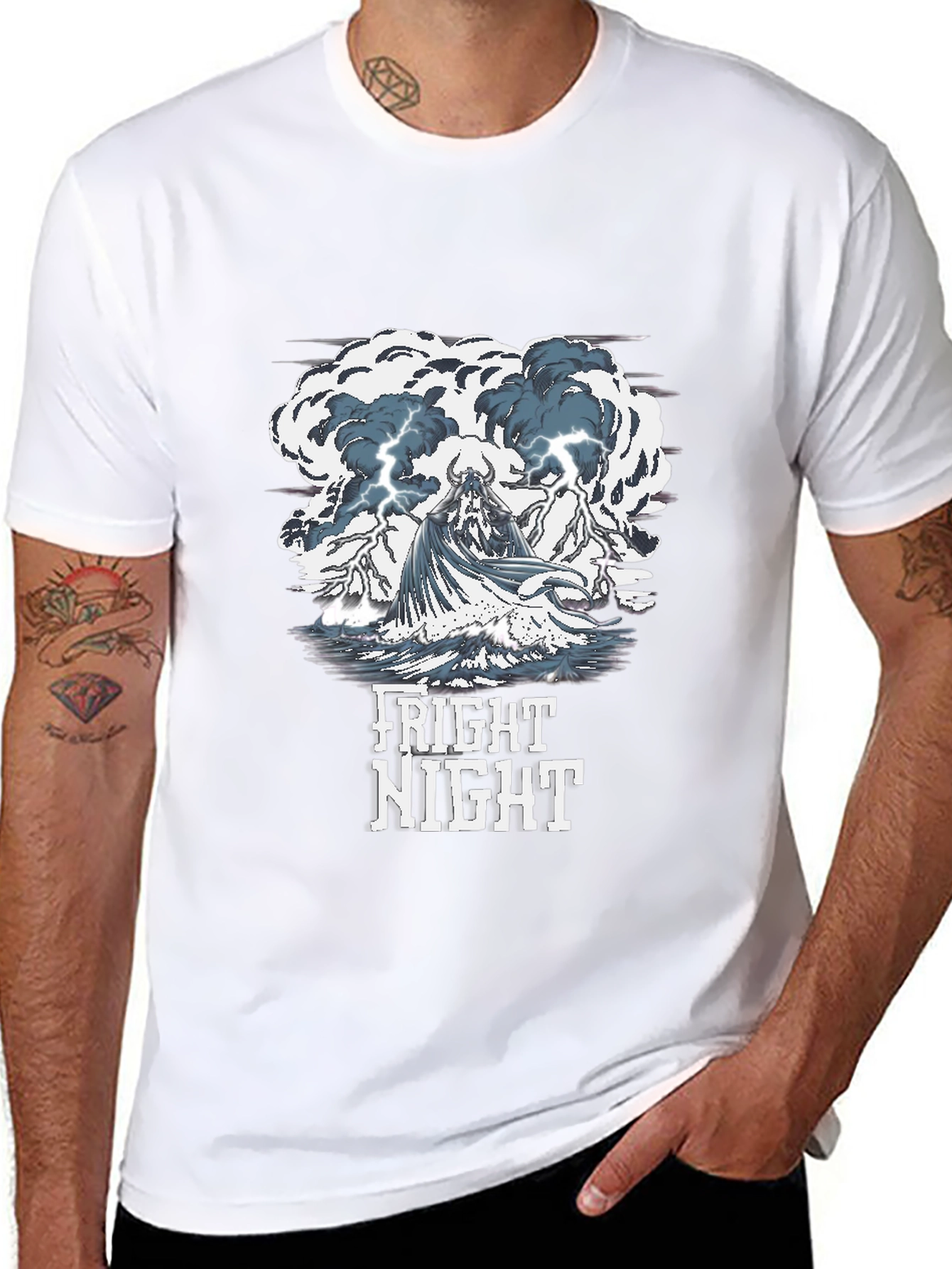 Black Fright Night Graphic Print T-Shirt view 8