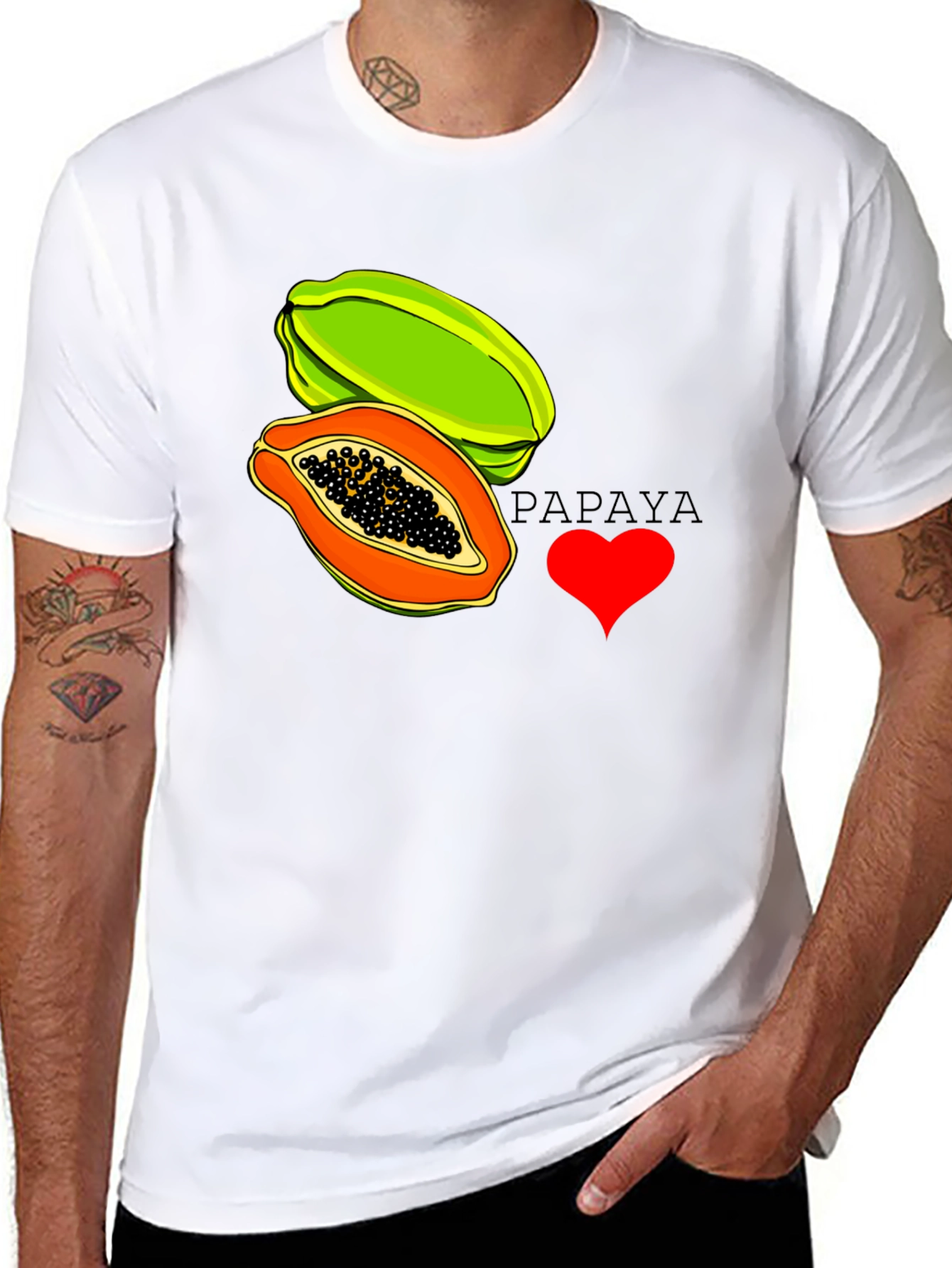 Black I Love Papaya Graphic T-Shirt - Fruit Lover Tee view 8