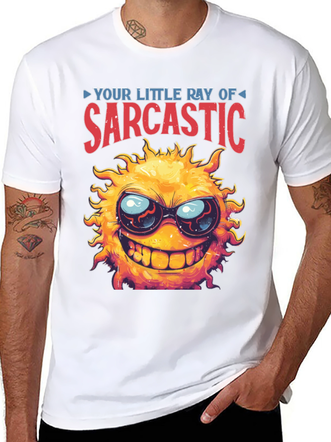 Black Sarcastic Sun Graphic T-Shirt - Black view 8
