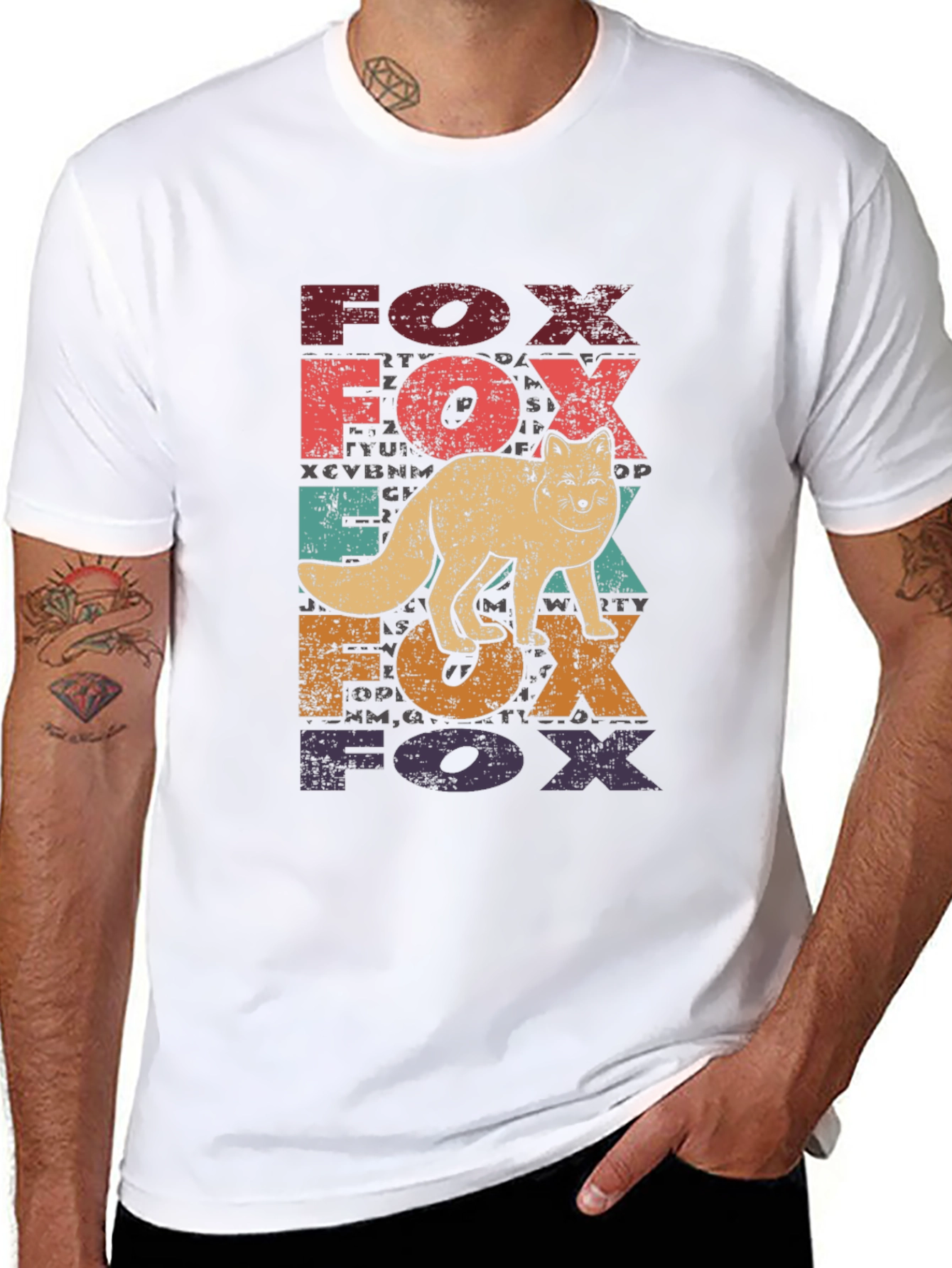 Black Vintage Fox Graphic Tee - Retro Style Black T-Shirt view 8