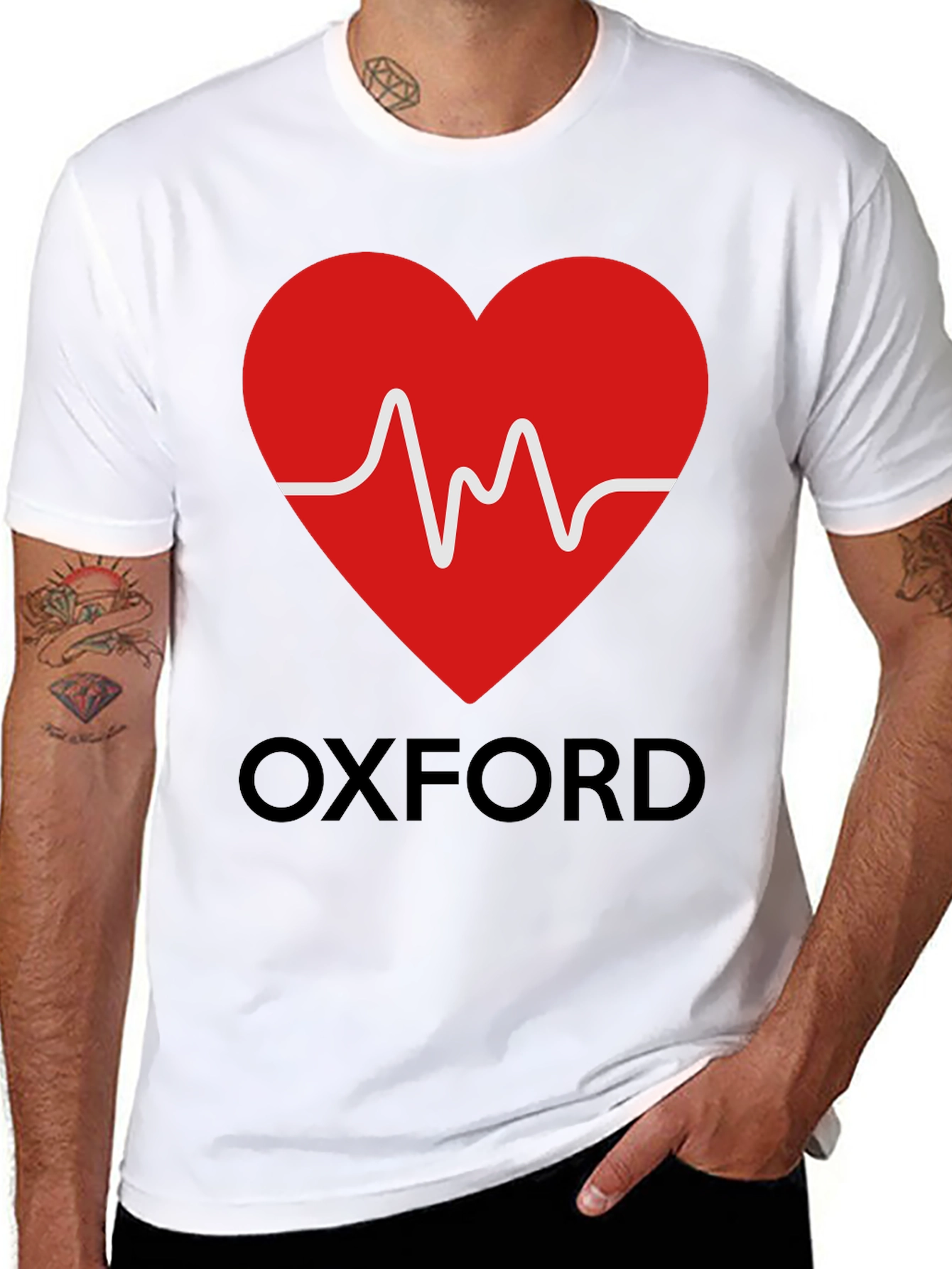 Black Oxford Heartbeat Graphic Tee - Soft Cotton Blend view 8