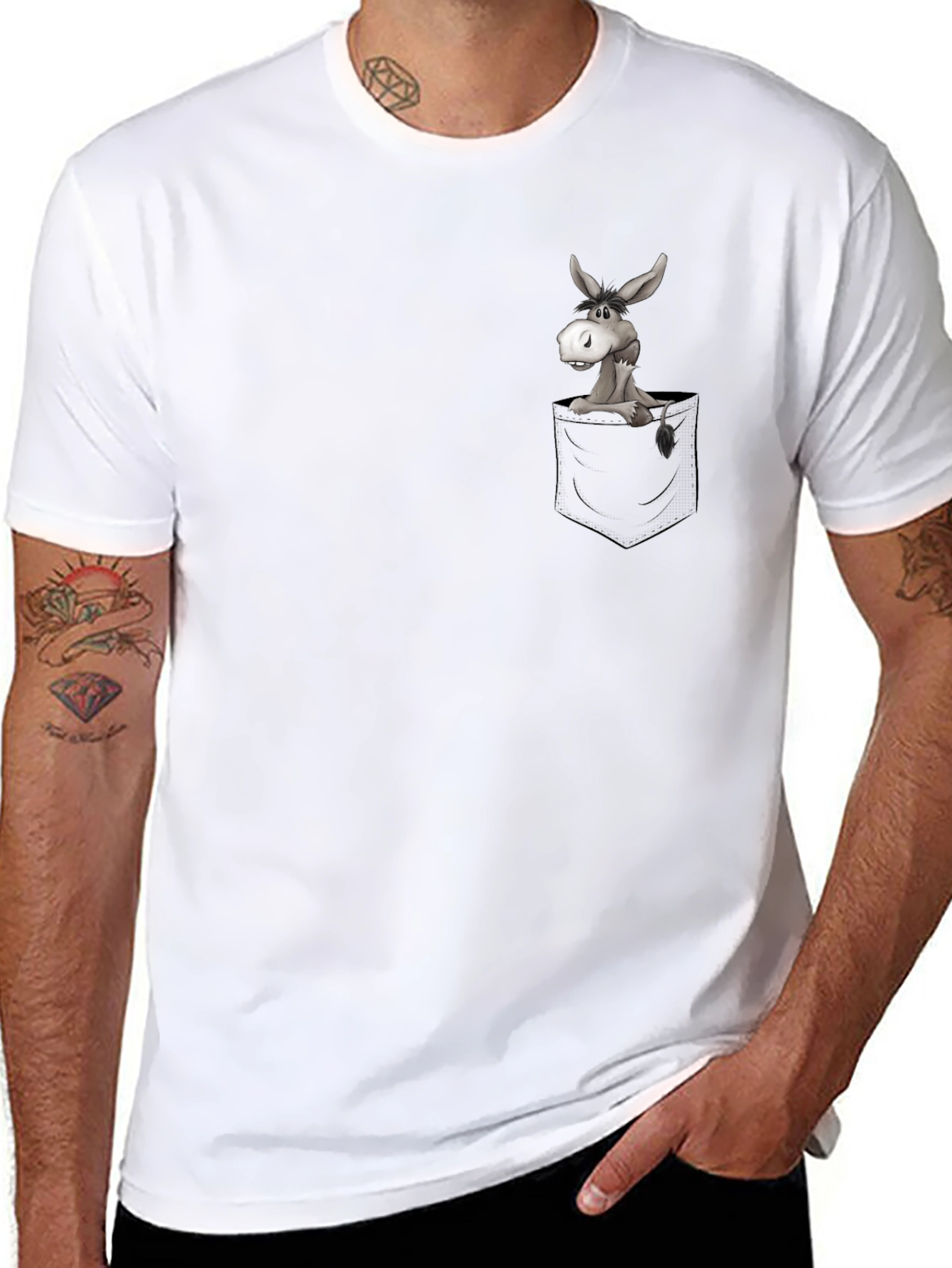 Black Donkey in Pocket Graphic T-Shirt - Casual & Fun view 8