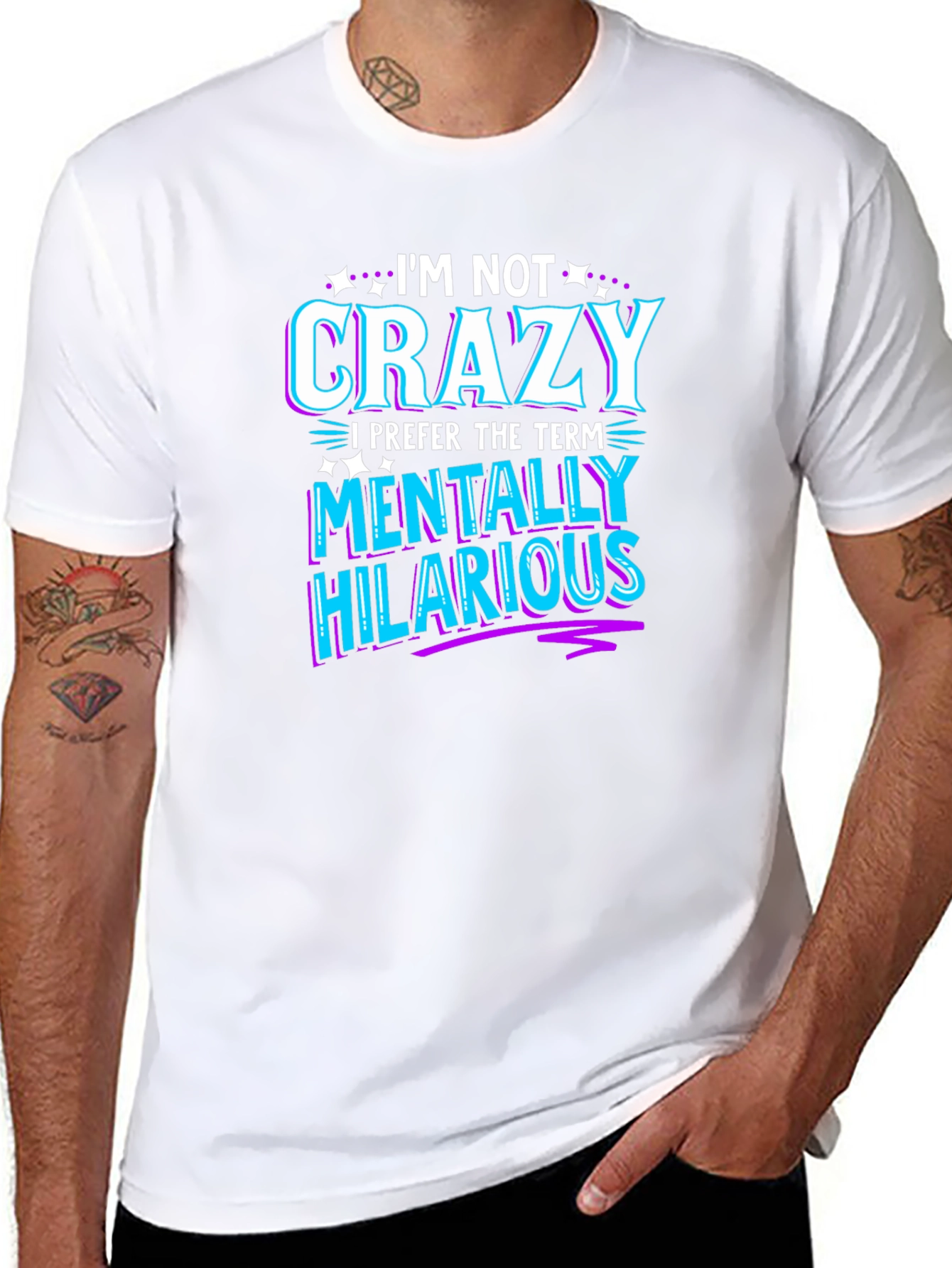 Black Funny Graphic Tee: I'm Not Crazy - Mentally Hilarious T-Shirt view 8
