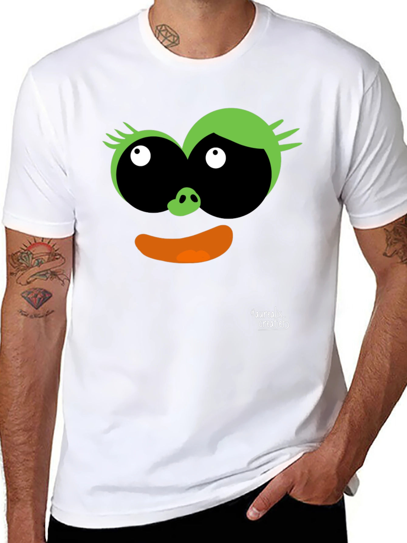 Black Fun Cartoon Face Black T-Shirt view 8