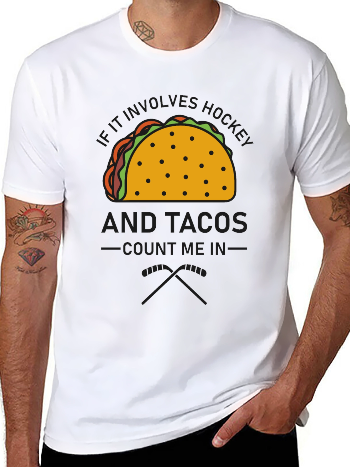 Black Hockey and Tacos Graphic Tee view 8