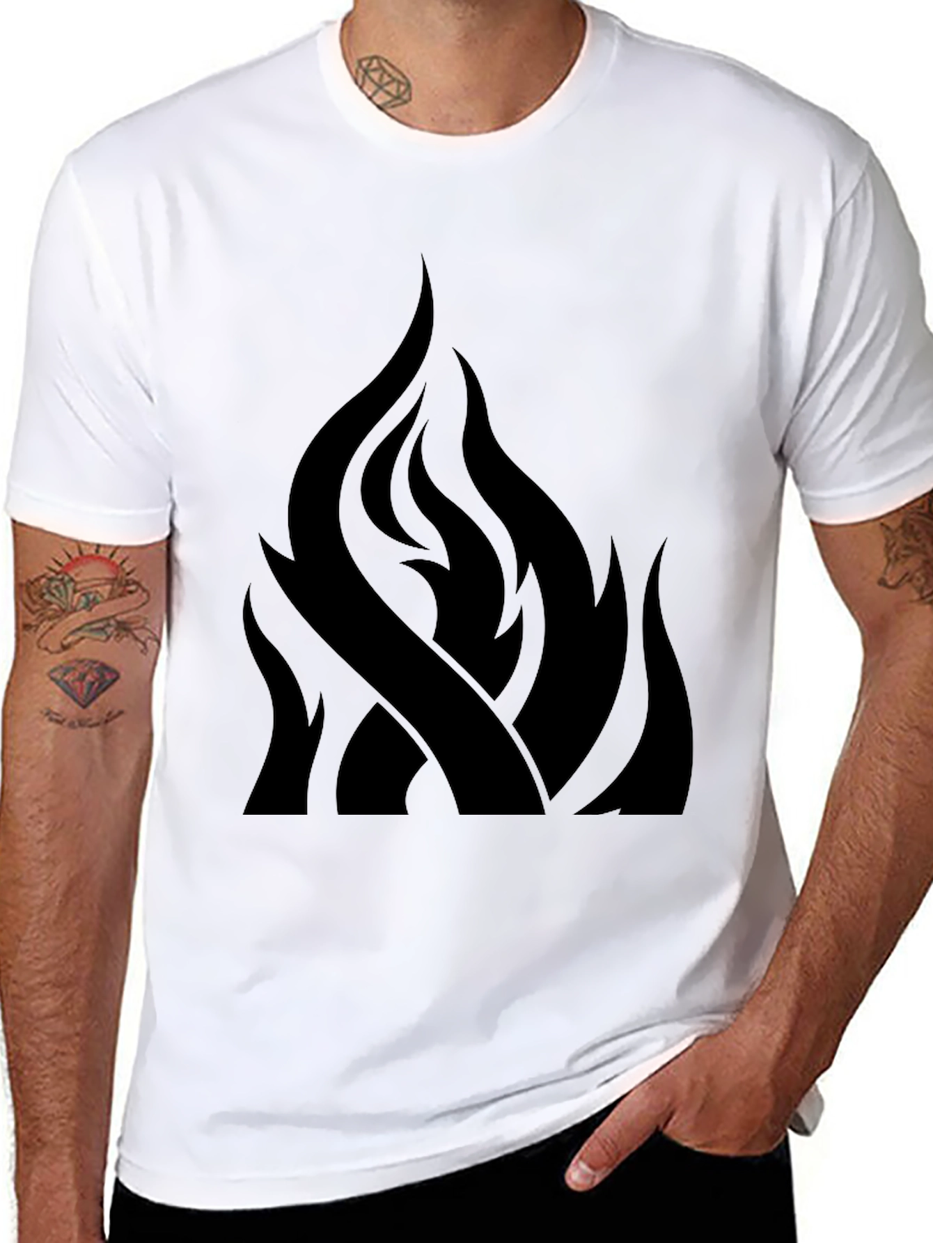 Black Black Flames Graphic Tee - Men's Casual Shirt view 8