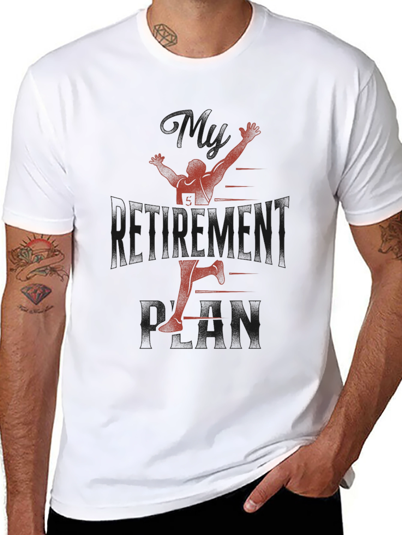 Black Funny Retirement Plan Running T-Shirt view 8