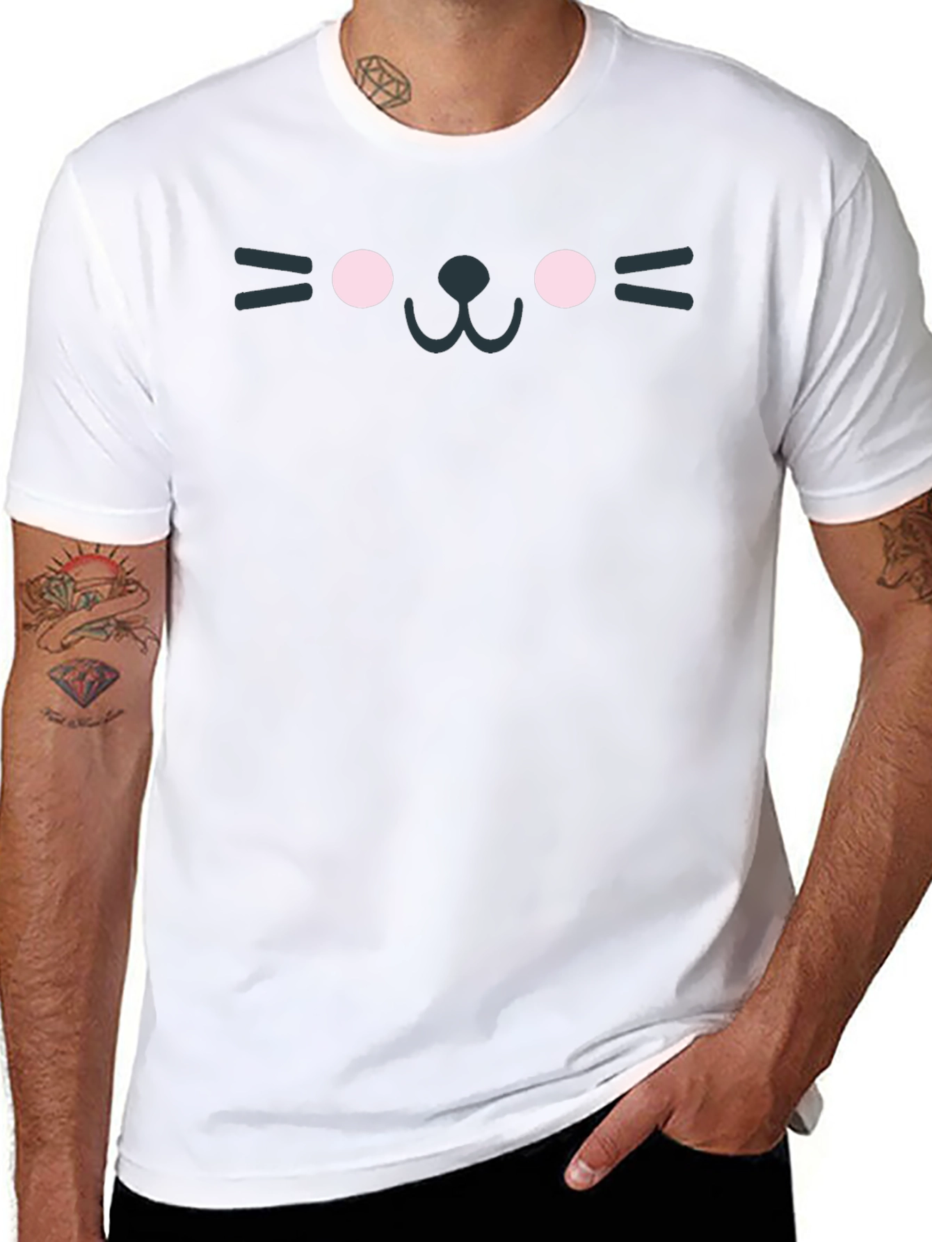 Cute Black Cat Face T-Shirt - Unisex - 8