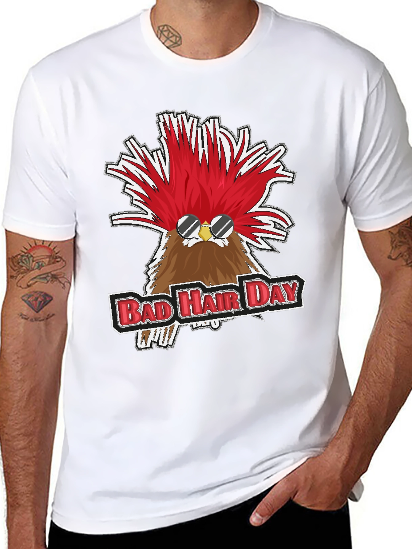 Black Bad Hair Day Chicken Graphic Tee view 8
