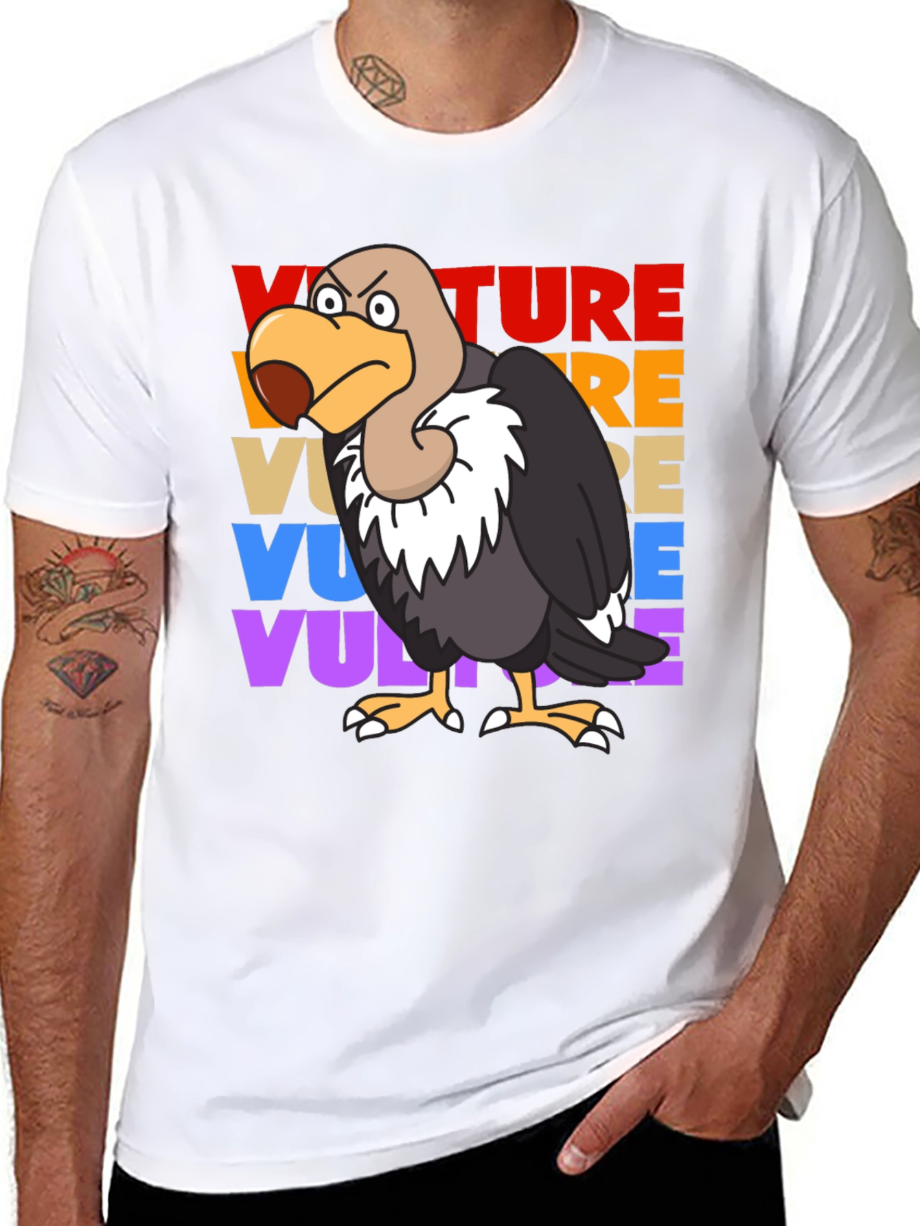 Black Vulture T-Shirt - Retro Style Cartoon Bird Tee view 8
