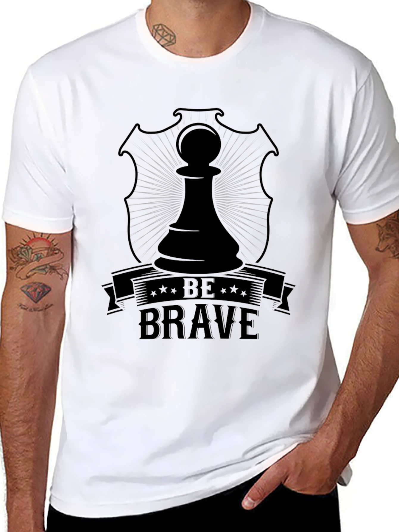 Black Be Brave Chess Piece Graphic T-Shirt view 8