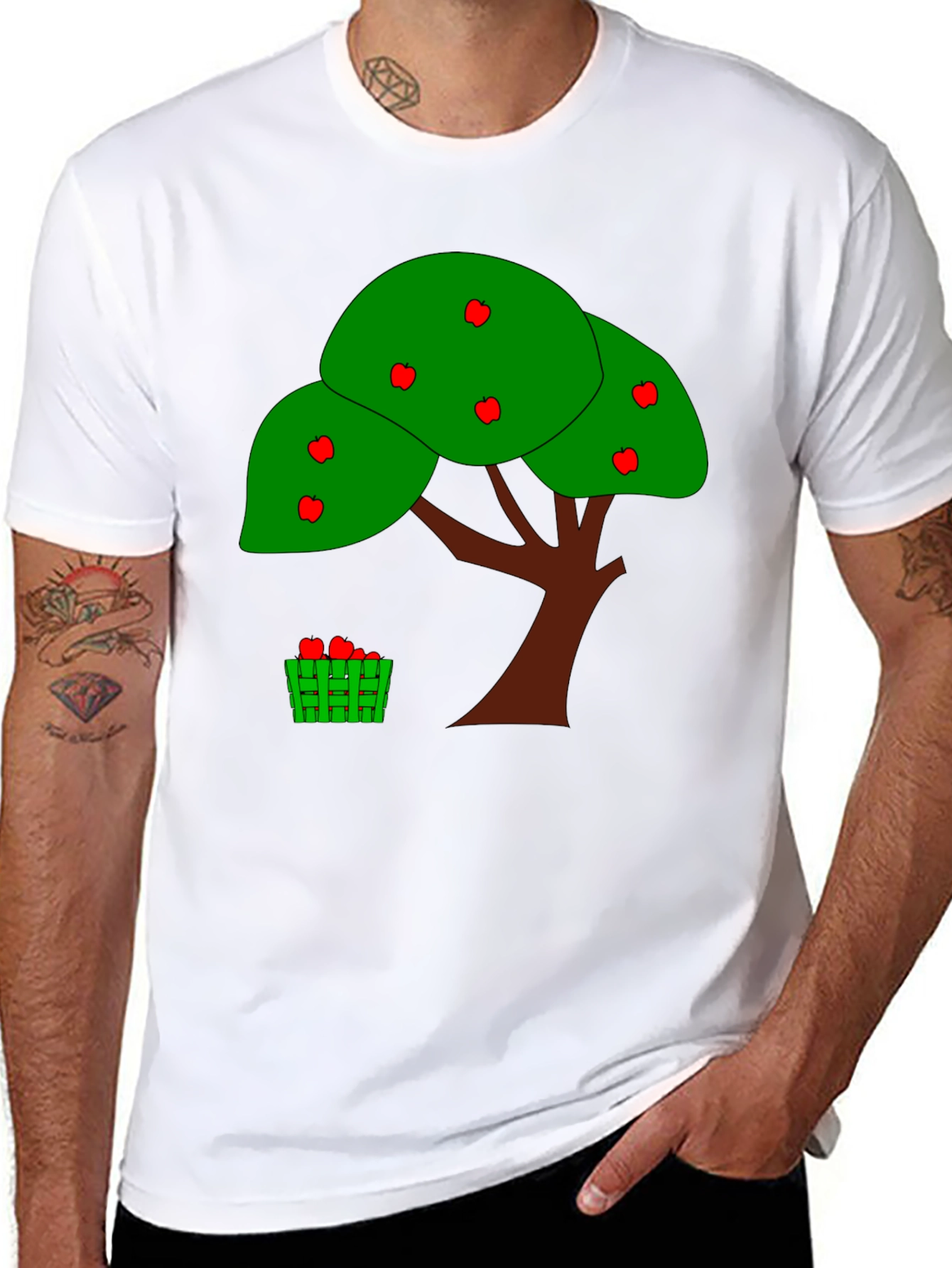 Black Apple Tree Graphic Print Black T-Shirt view 8