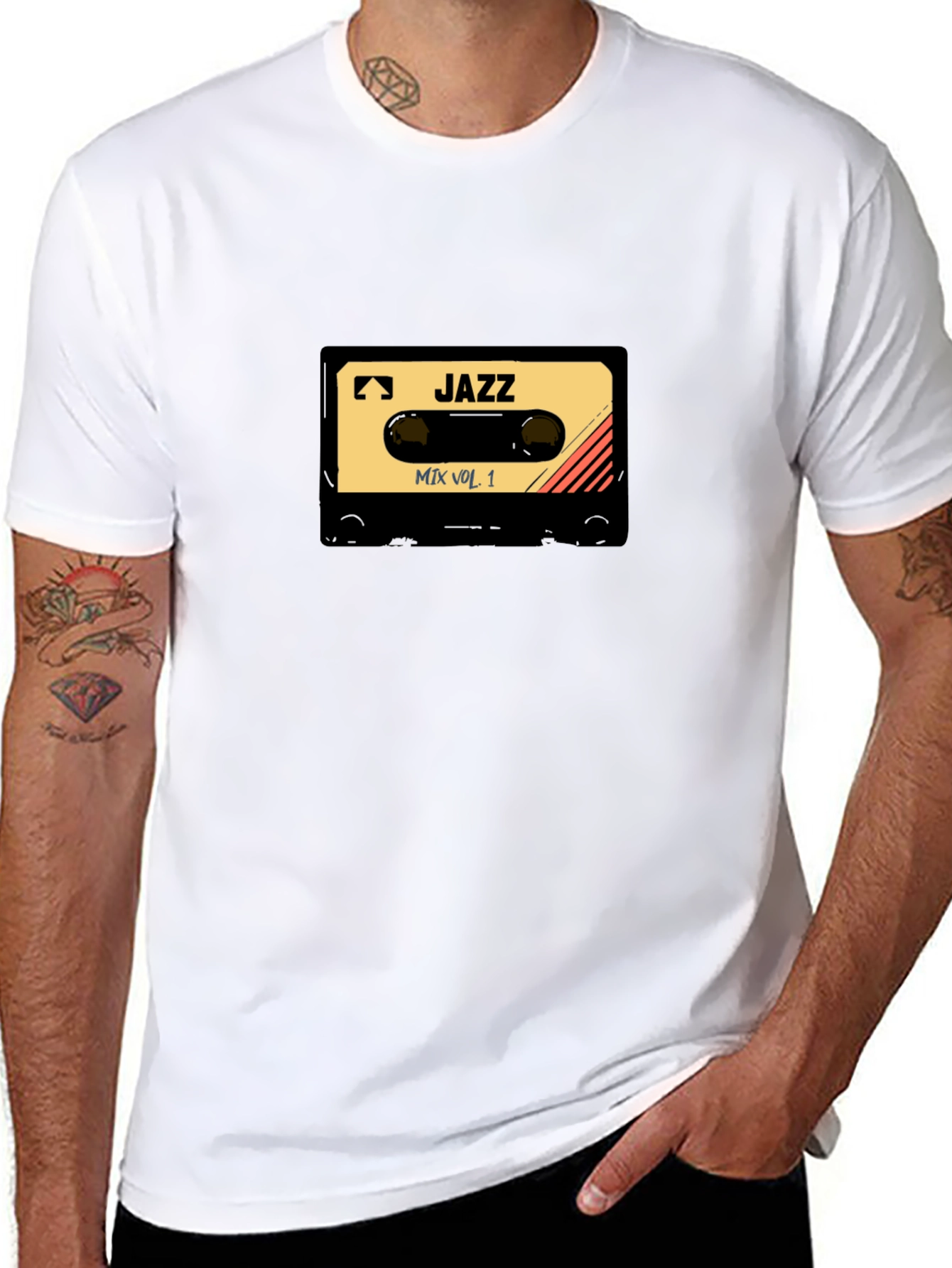 Black Jazz Mix Vol. 1 Cassette Tape Graphic T-Shirt view 8