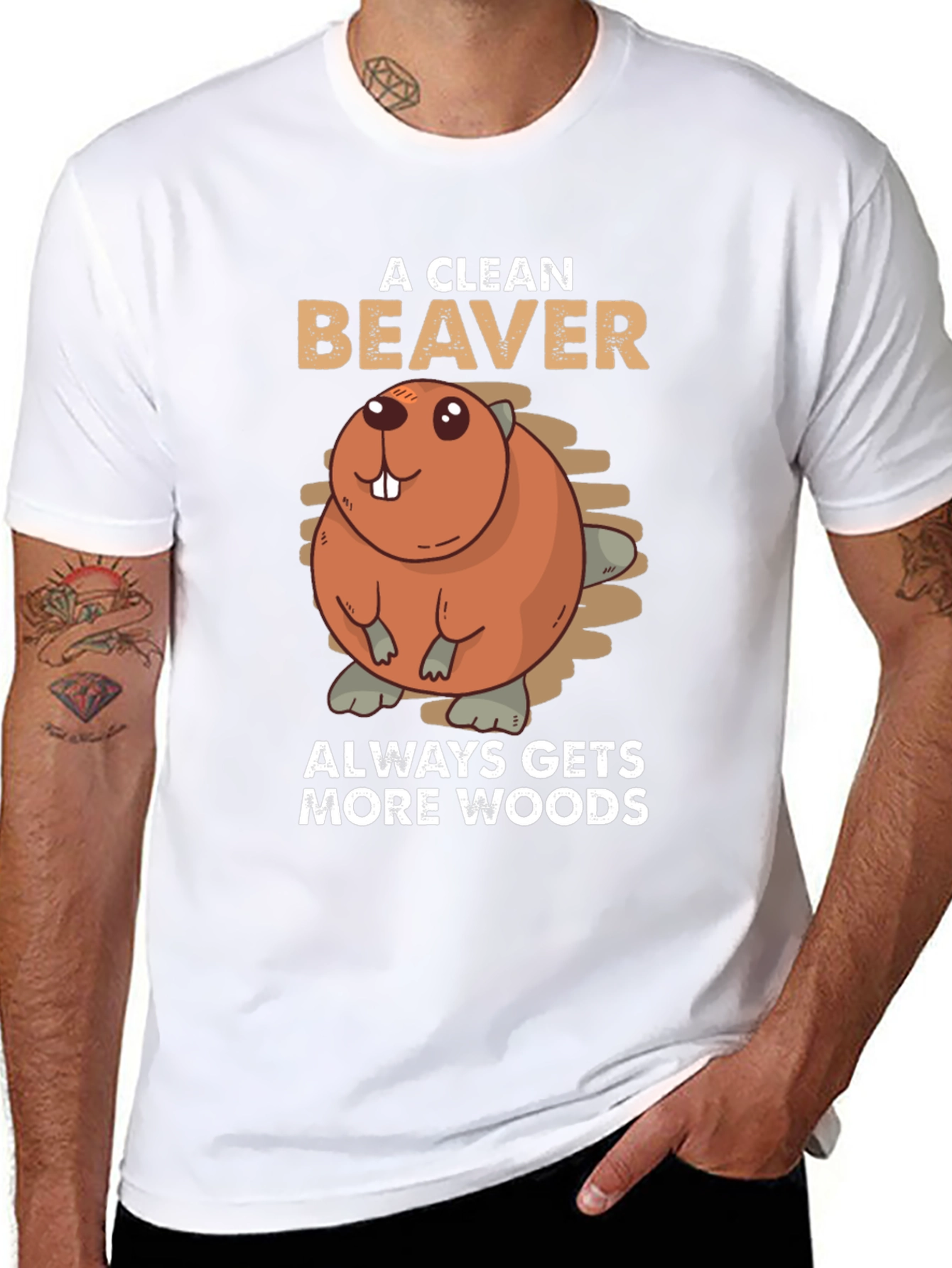 Black A Clean Beaver Always Gets More Woods T-Shirt view 8