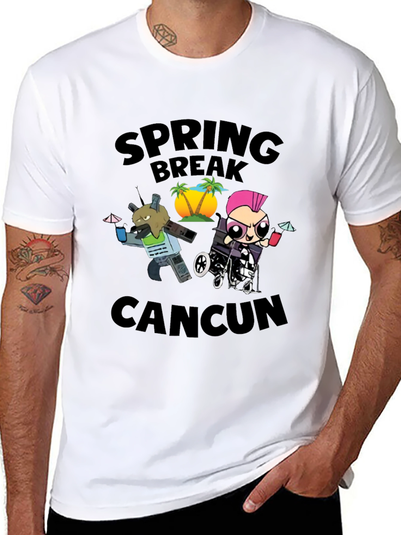 Black Spring Break Cancun Graphic Tee view 8